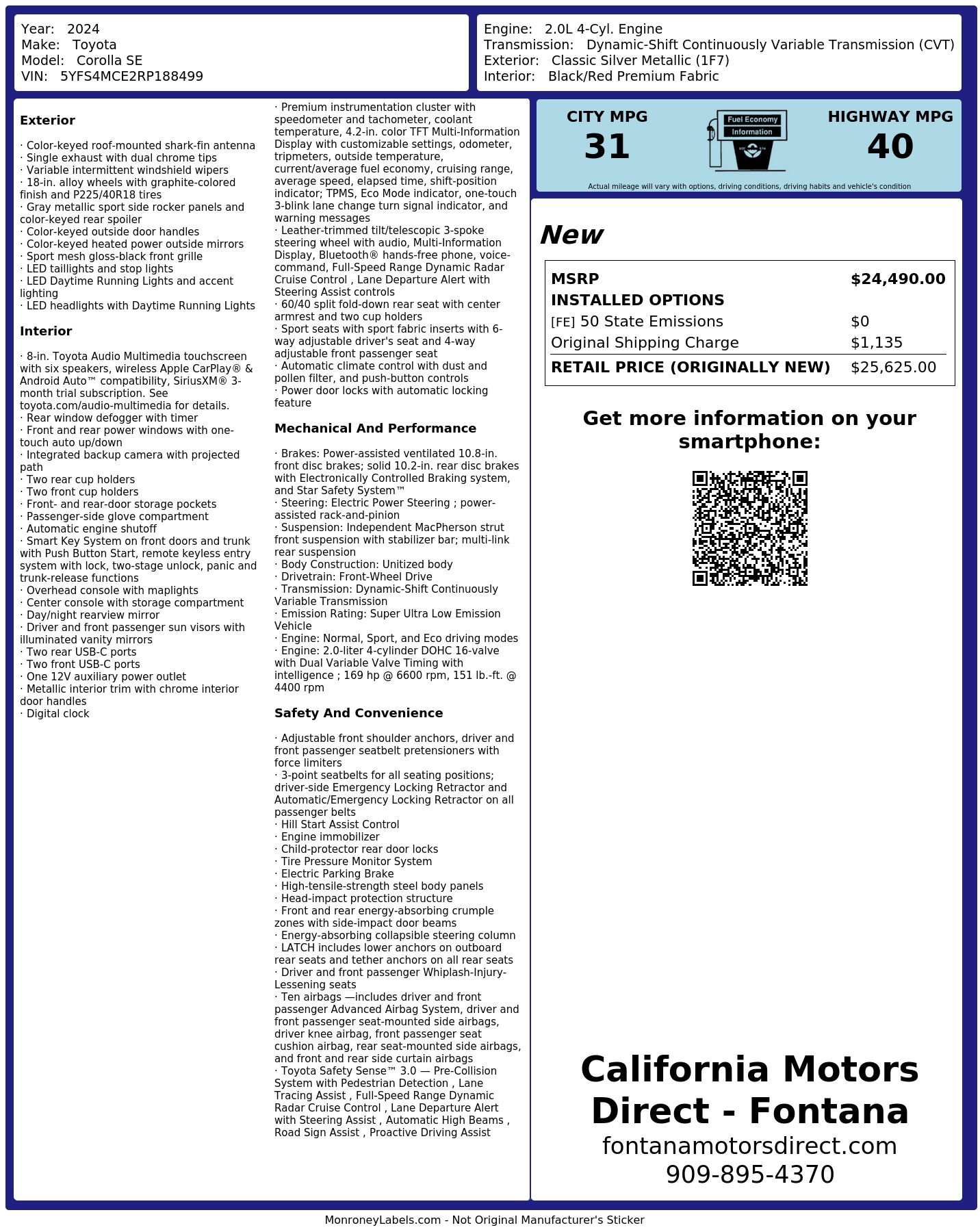 Monroney Label