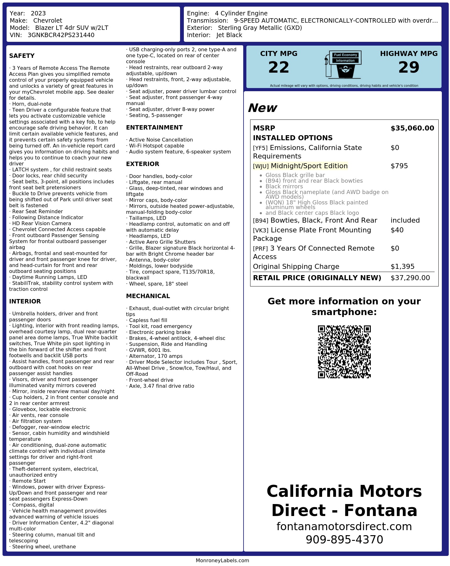 Monroney Label