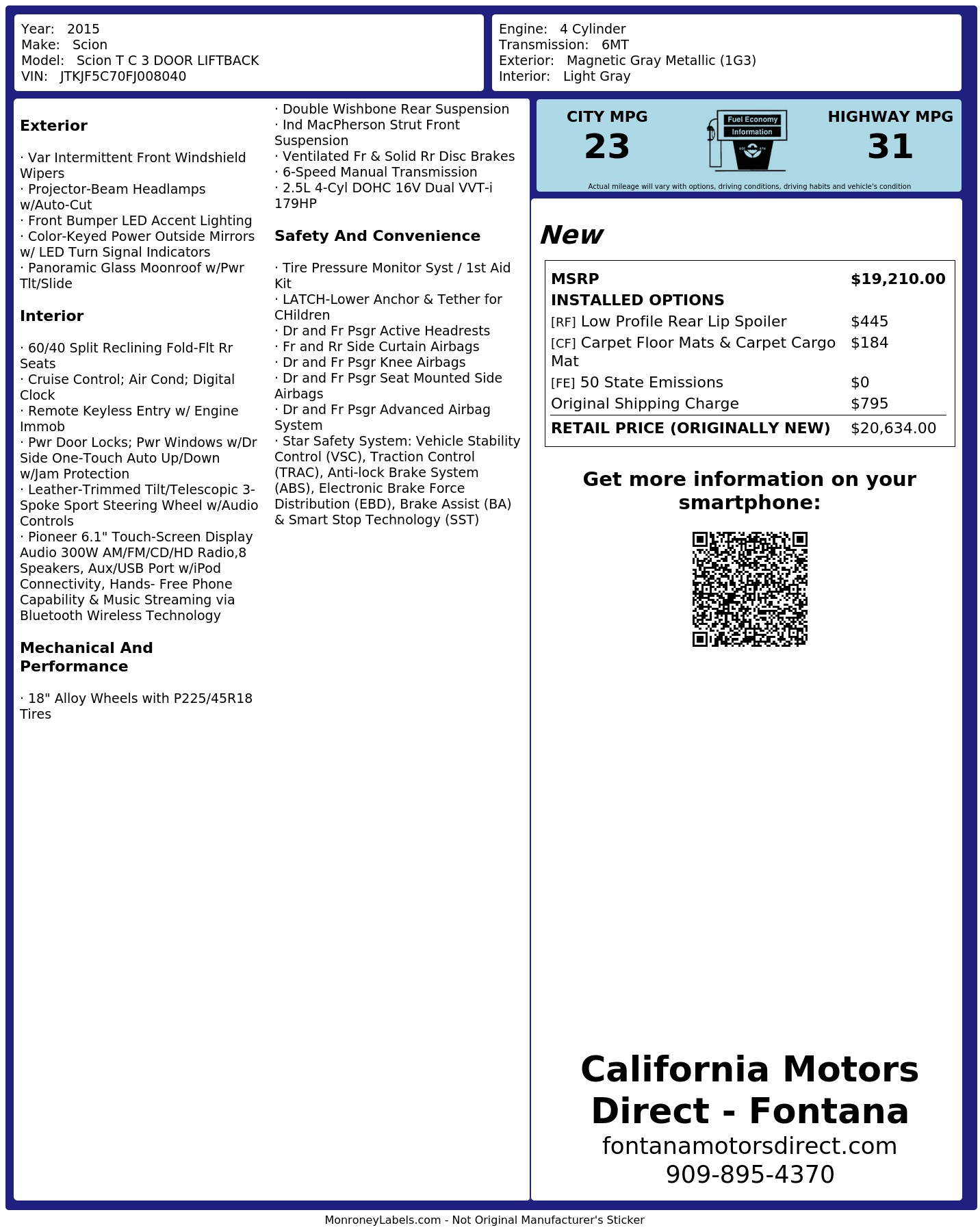 Monroney Label
