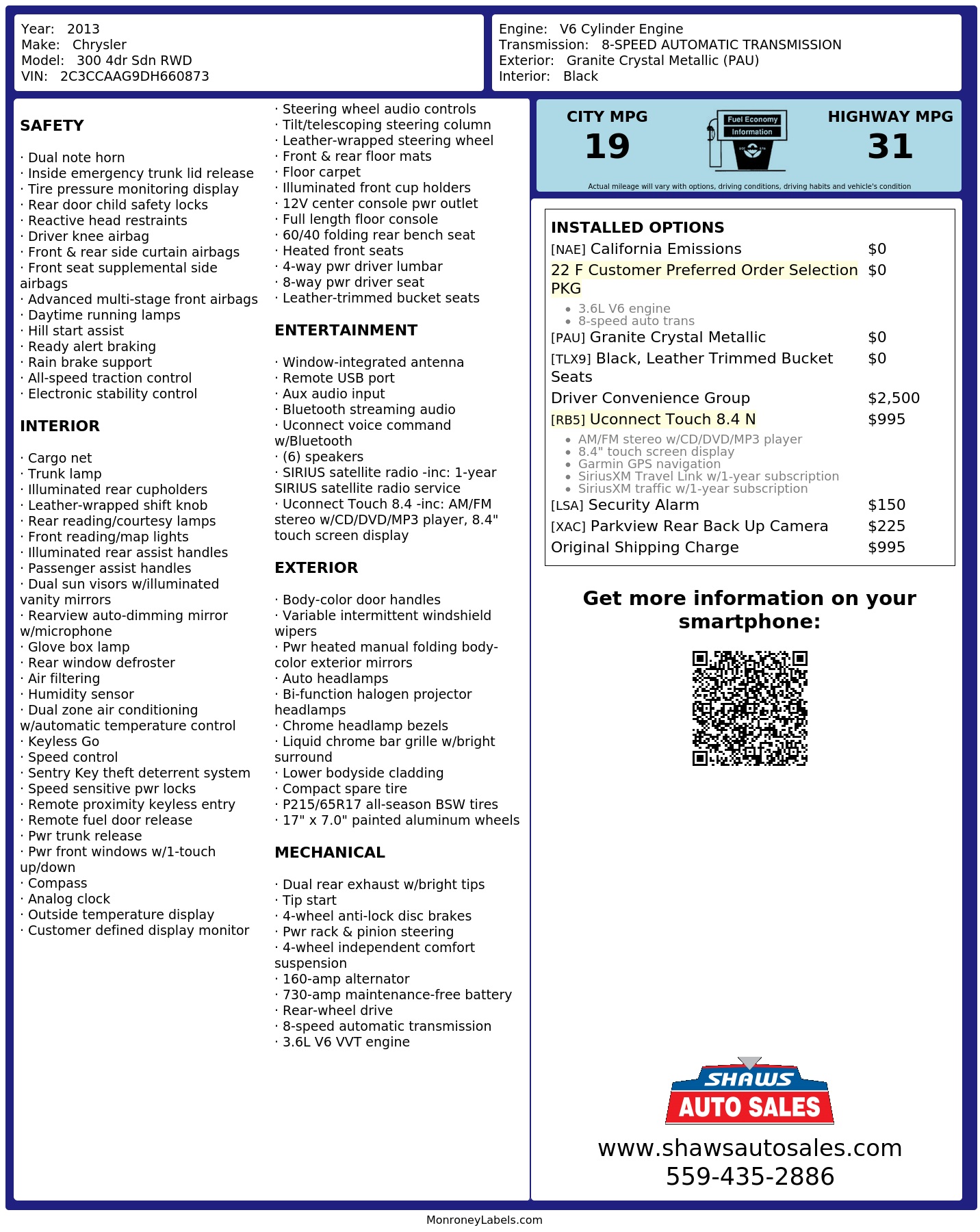 Monroney Label