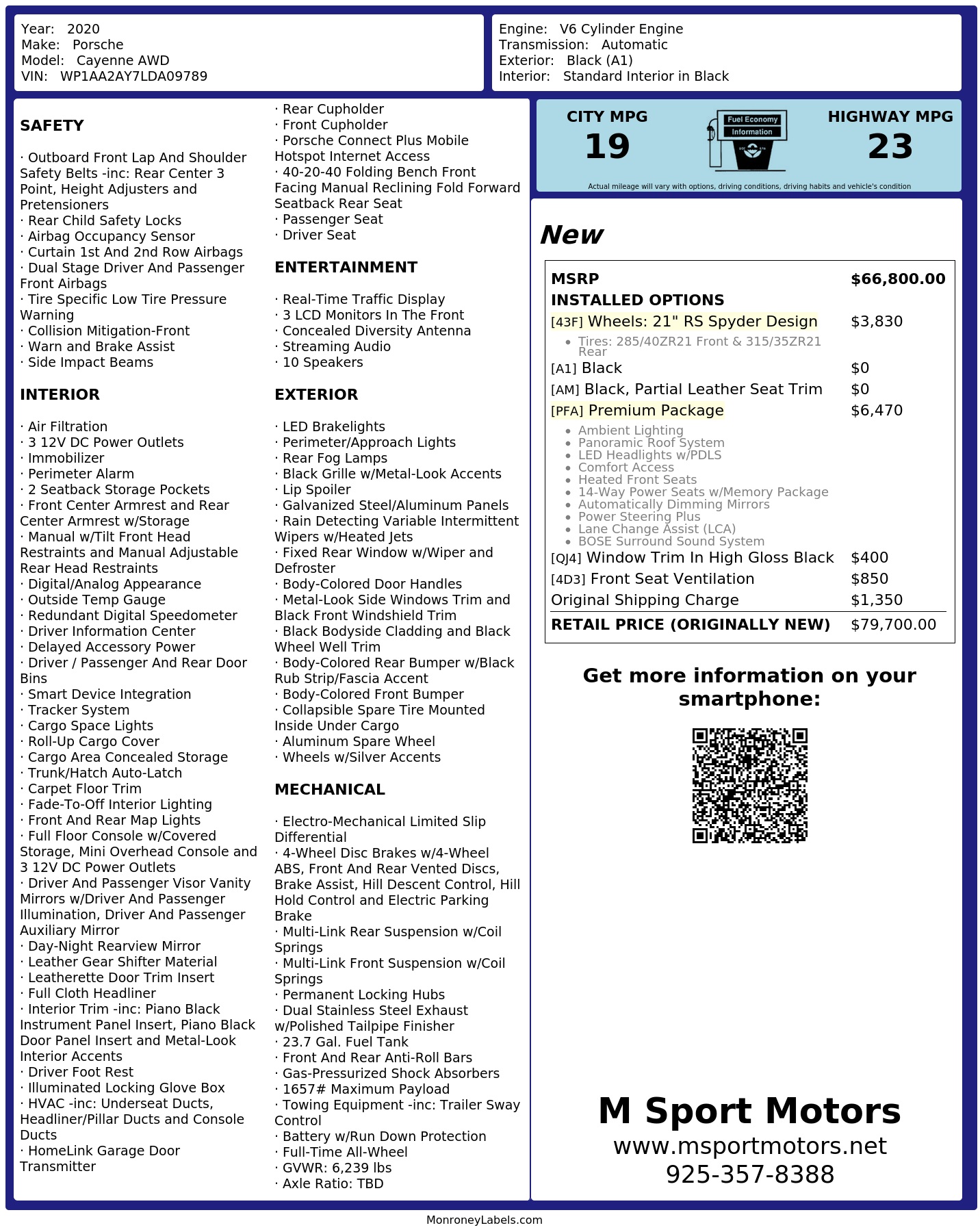 Monroney Label