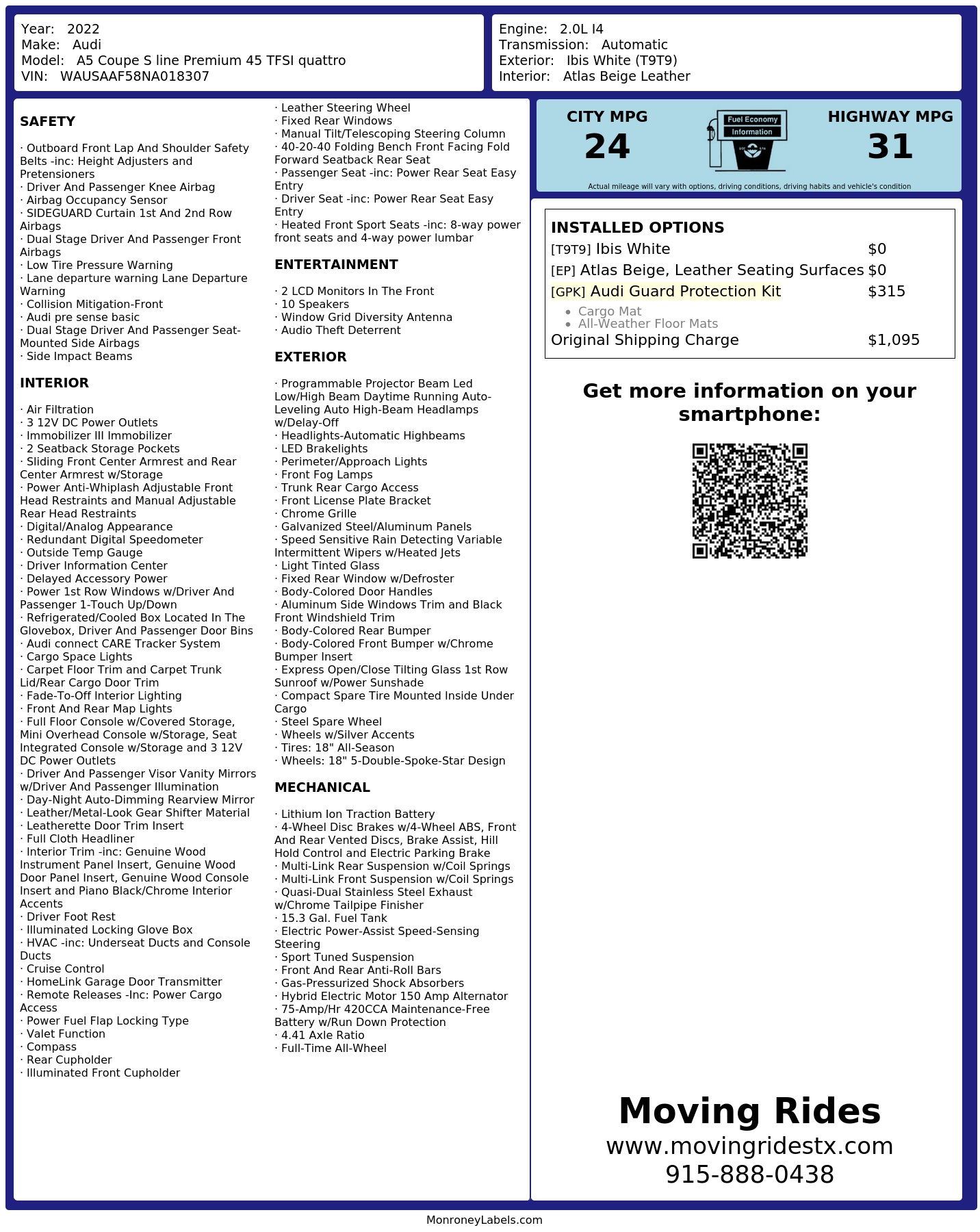 Monroney Label