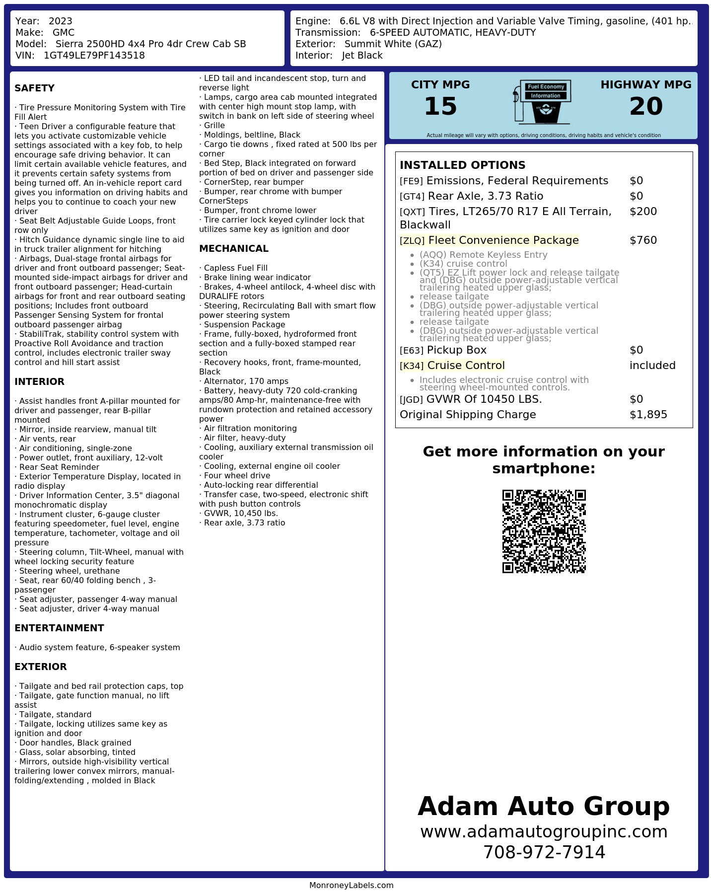 Monroney Label