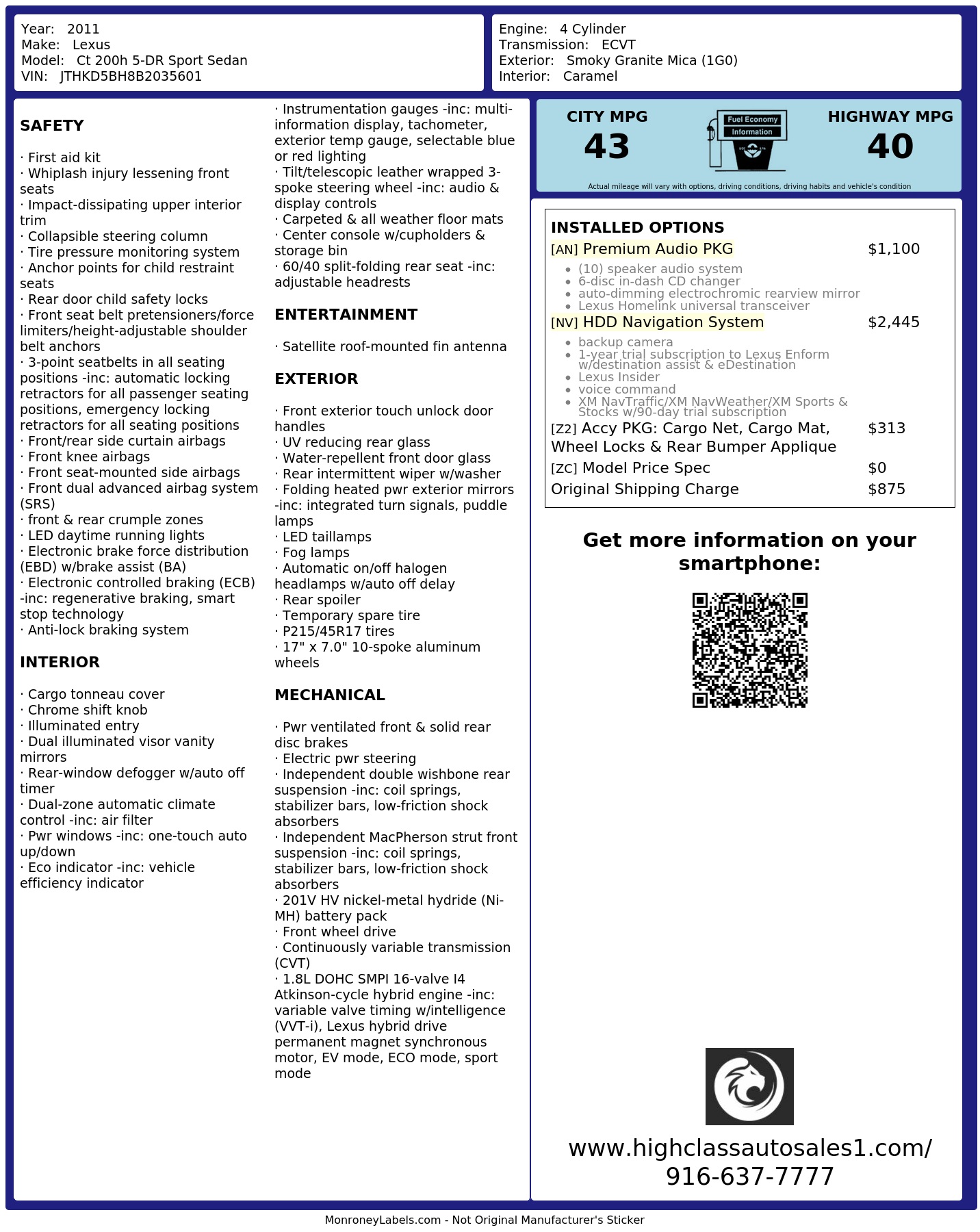 Monroney Label