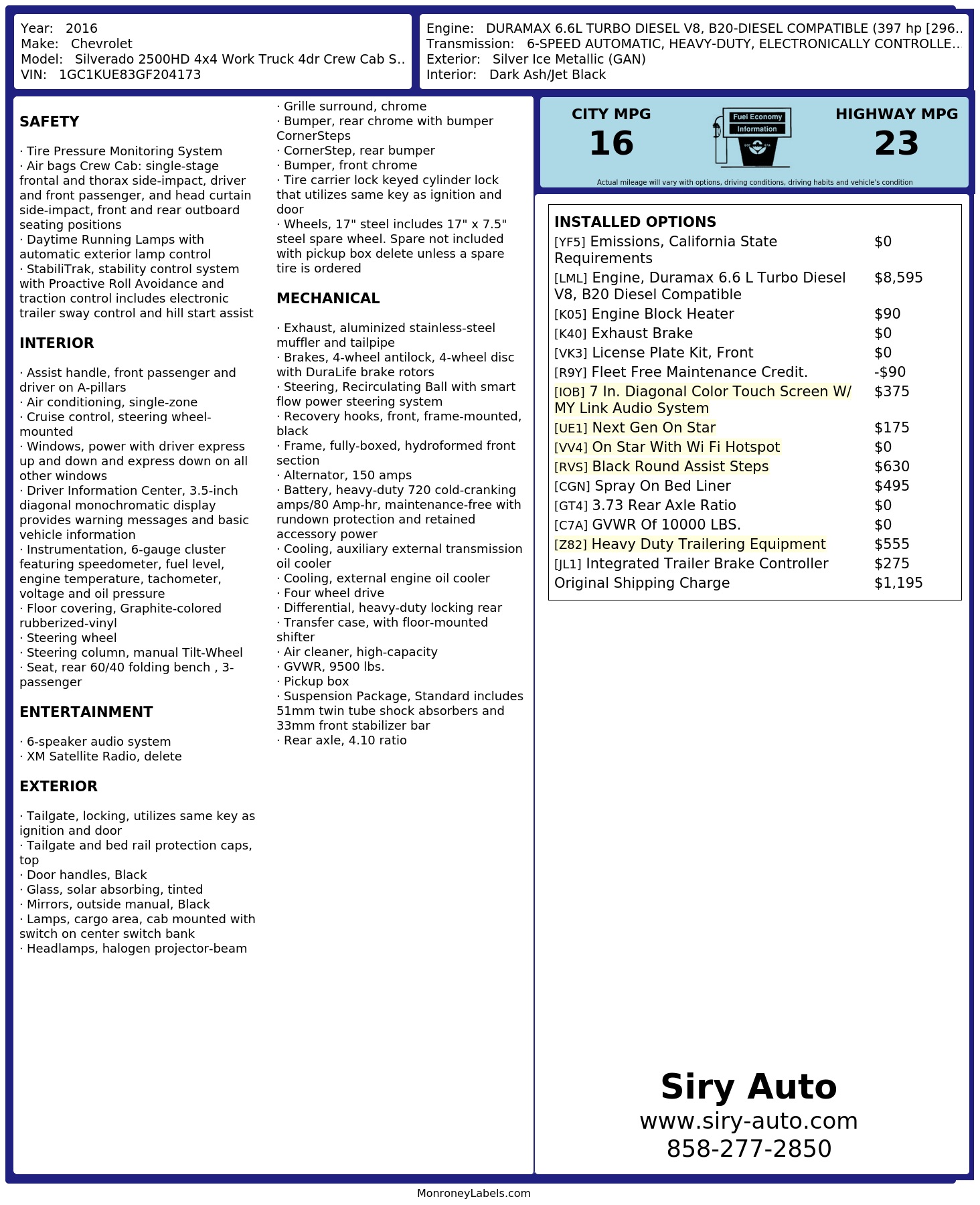 Monroney Label