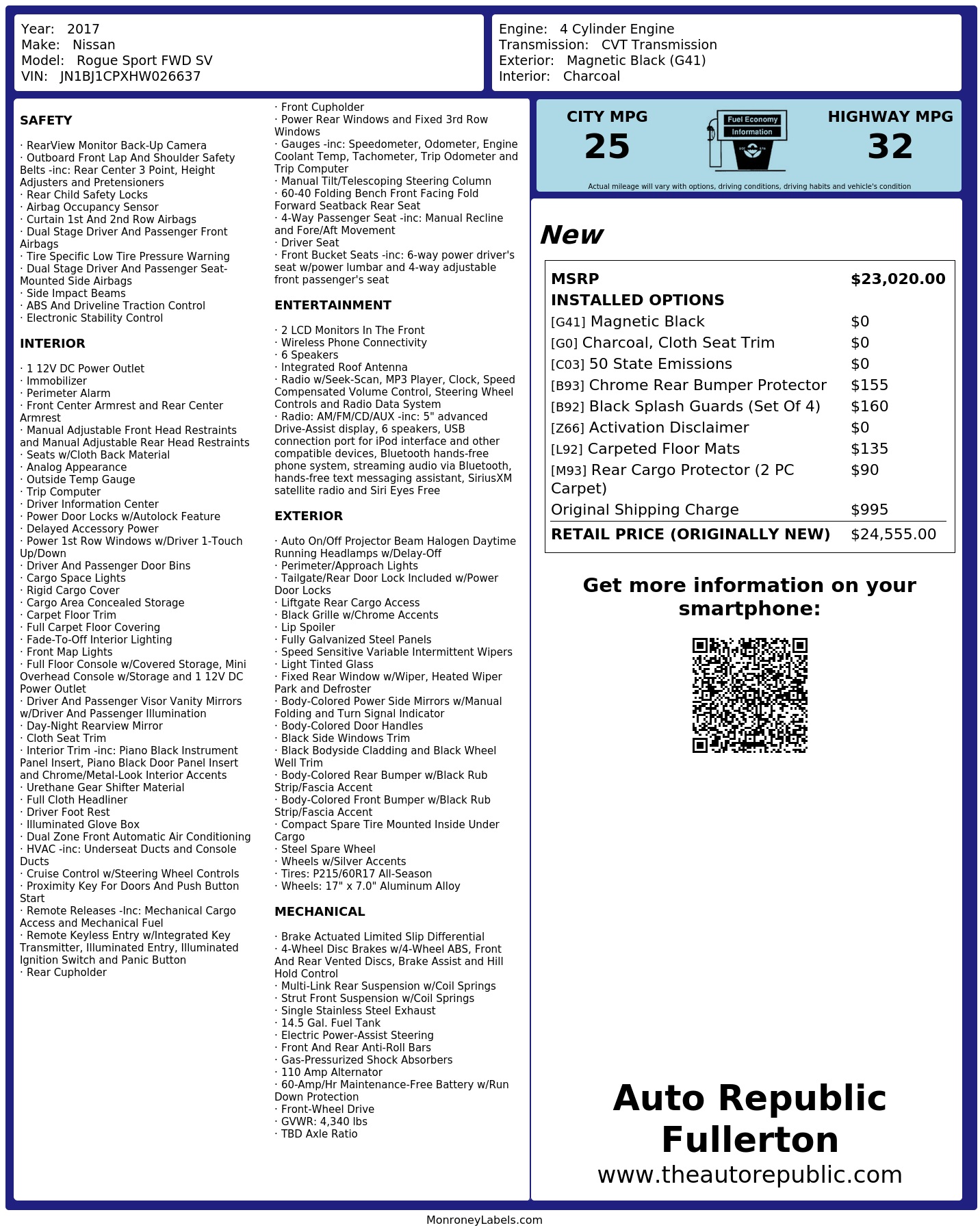 Monroney Label