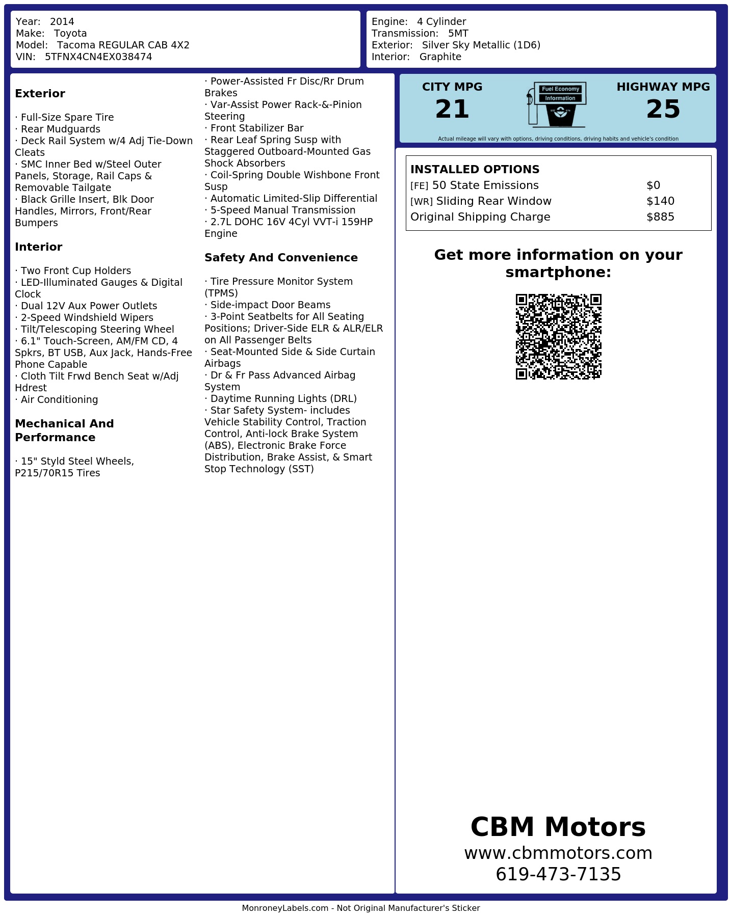 Monroney Label