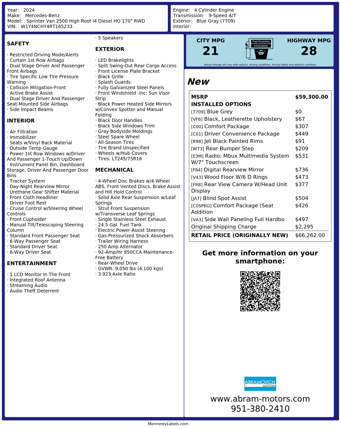 Monroney Label