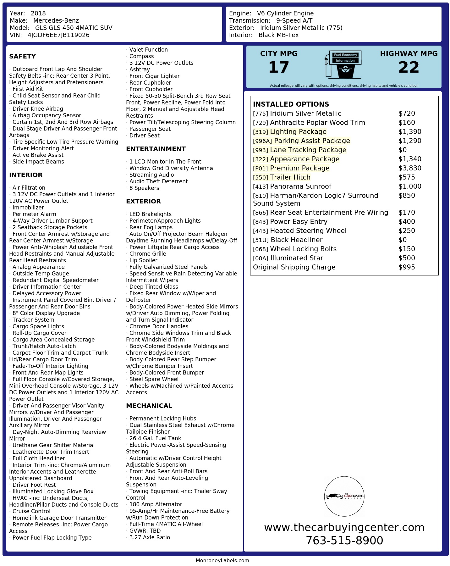 Monroney Label