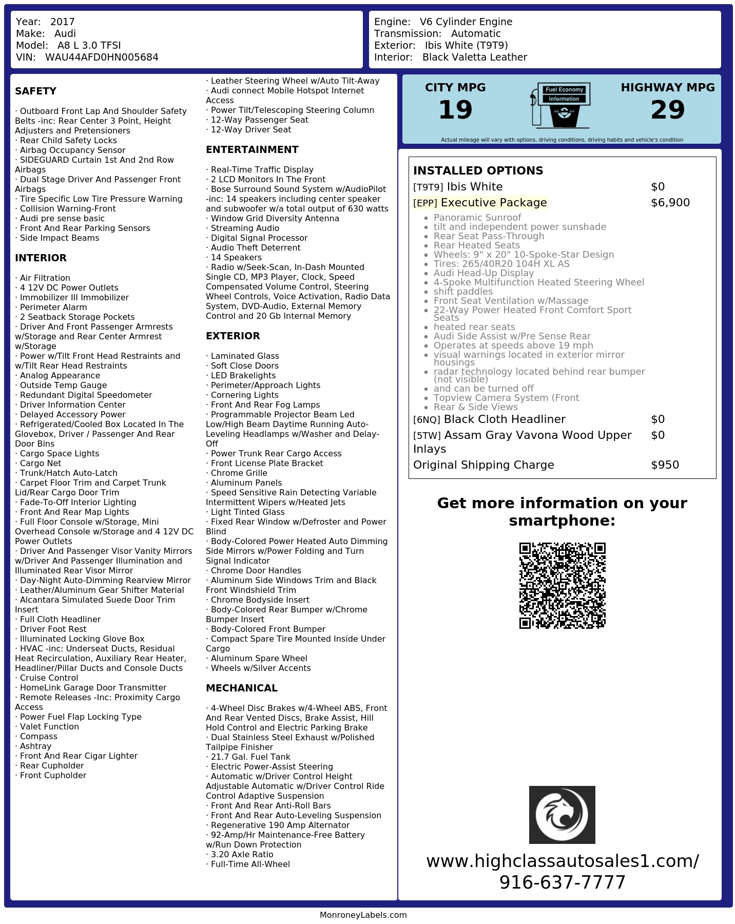 Monroney Label