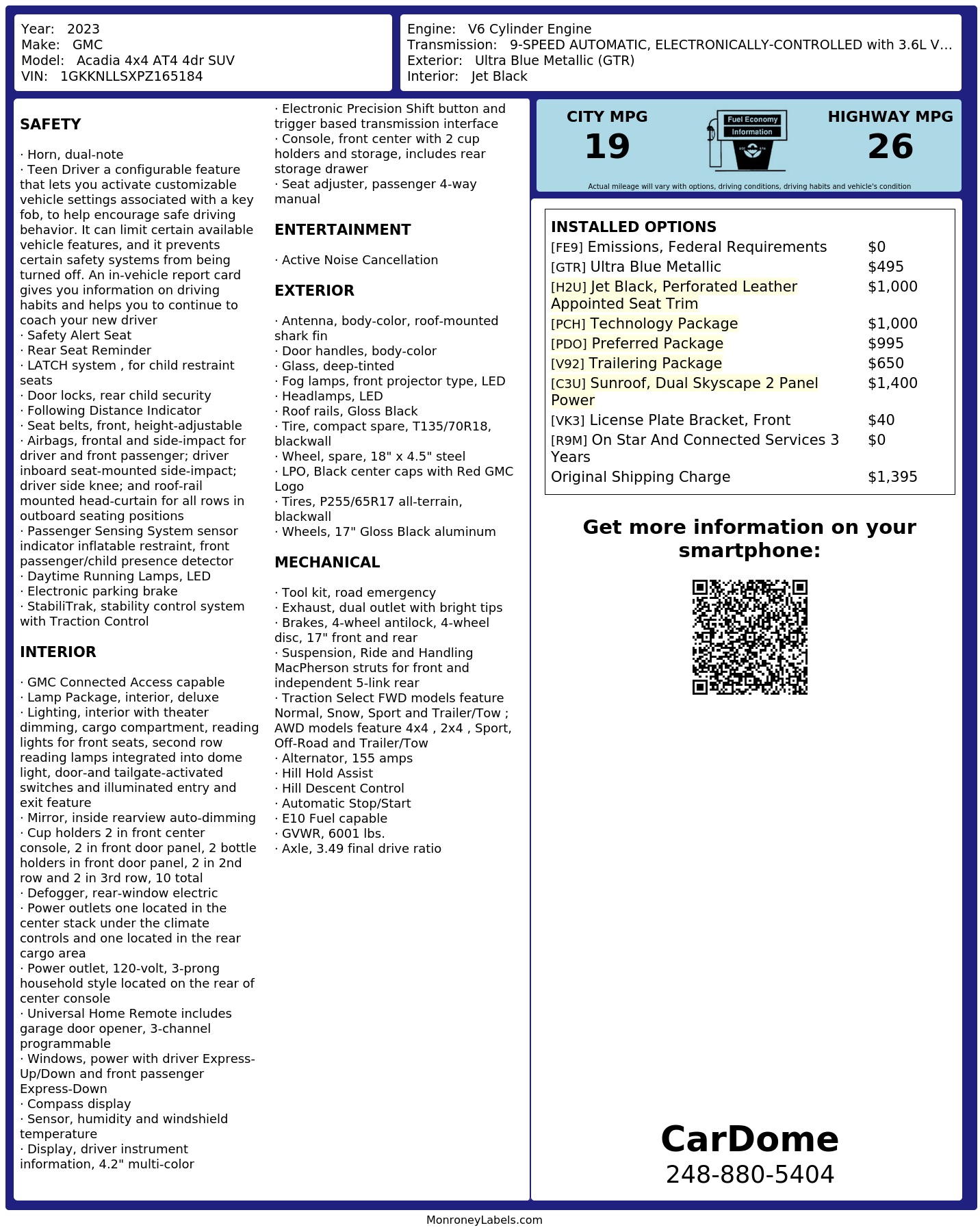 Monroney Label