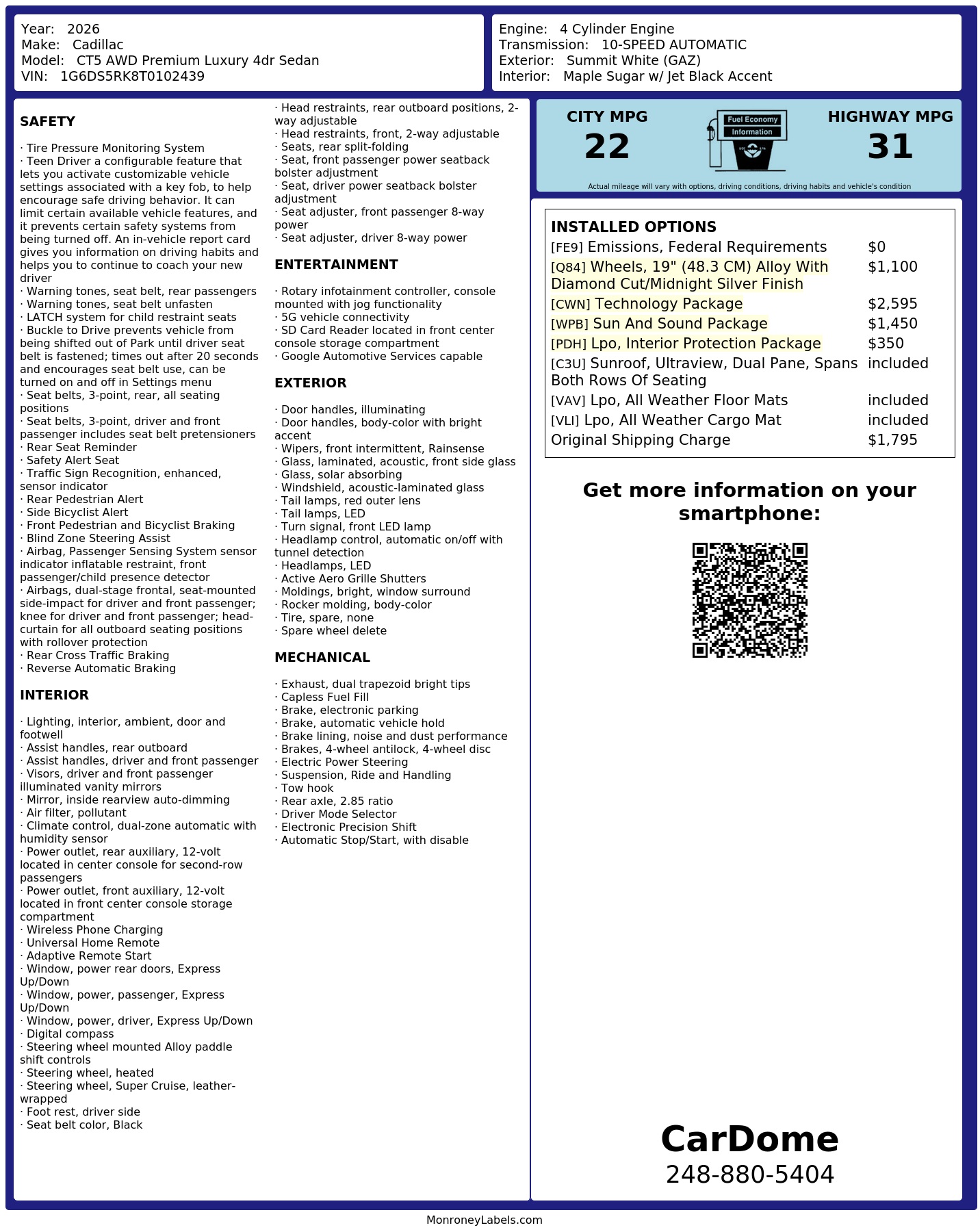 Monroney Label