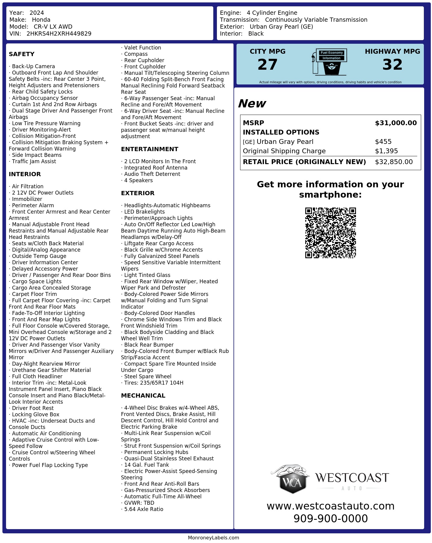 Monroney Label
