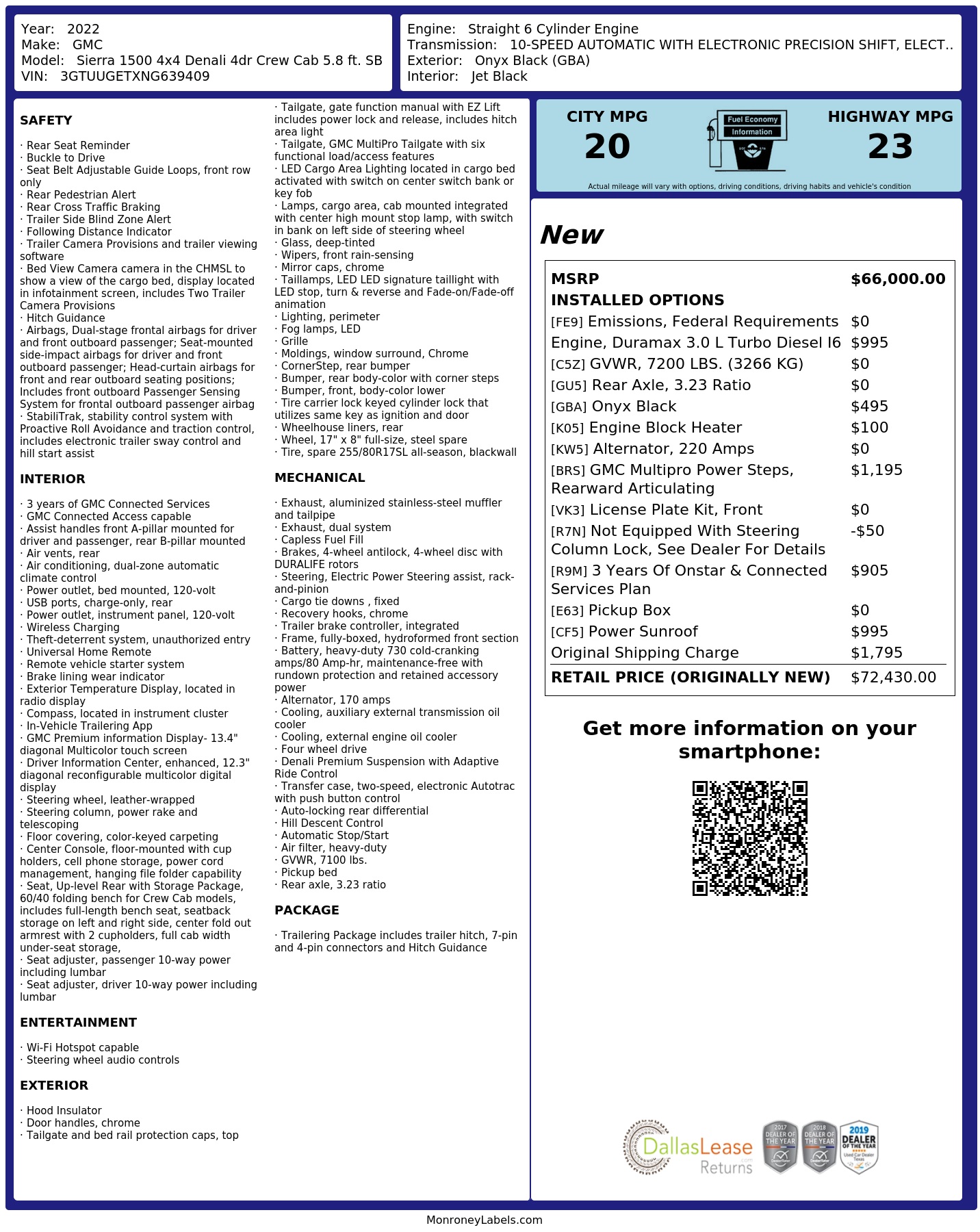 Monroney Label