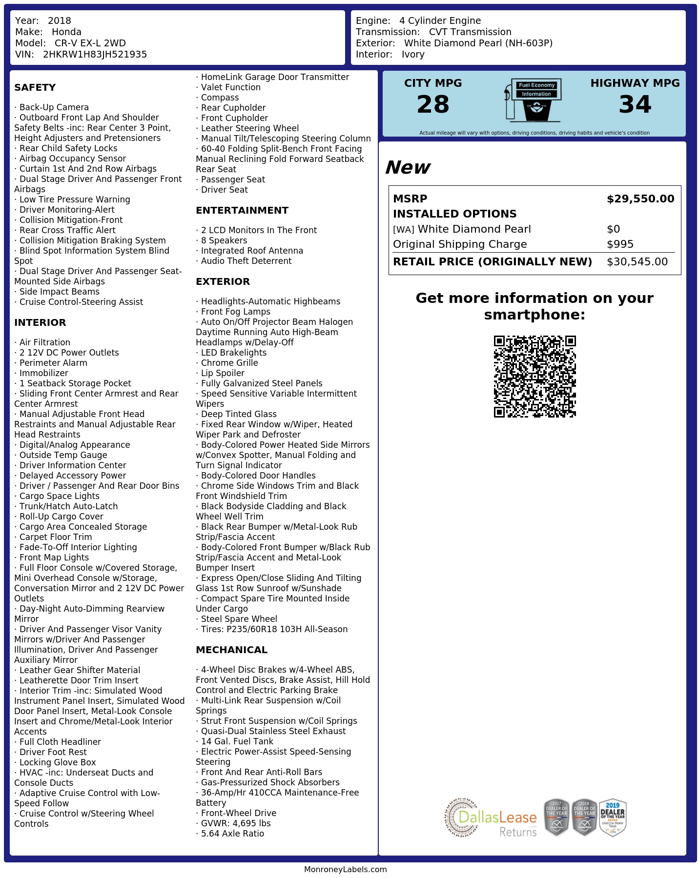 Monroney Label