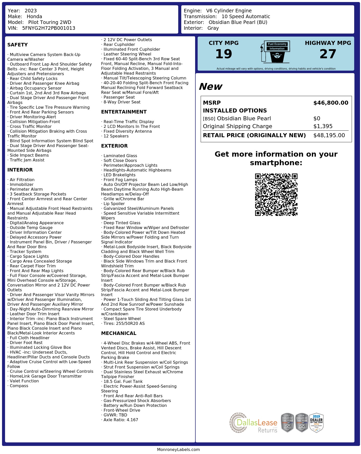Monroney Label