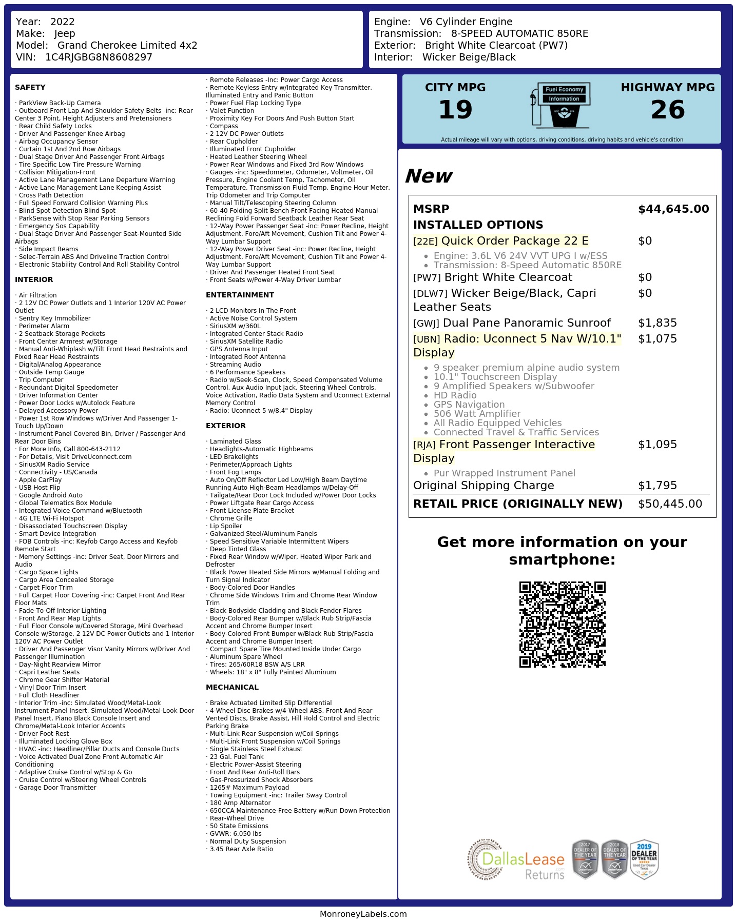 Monroney Label