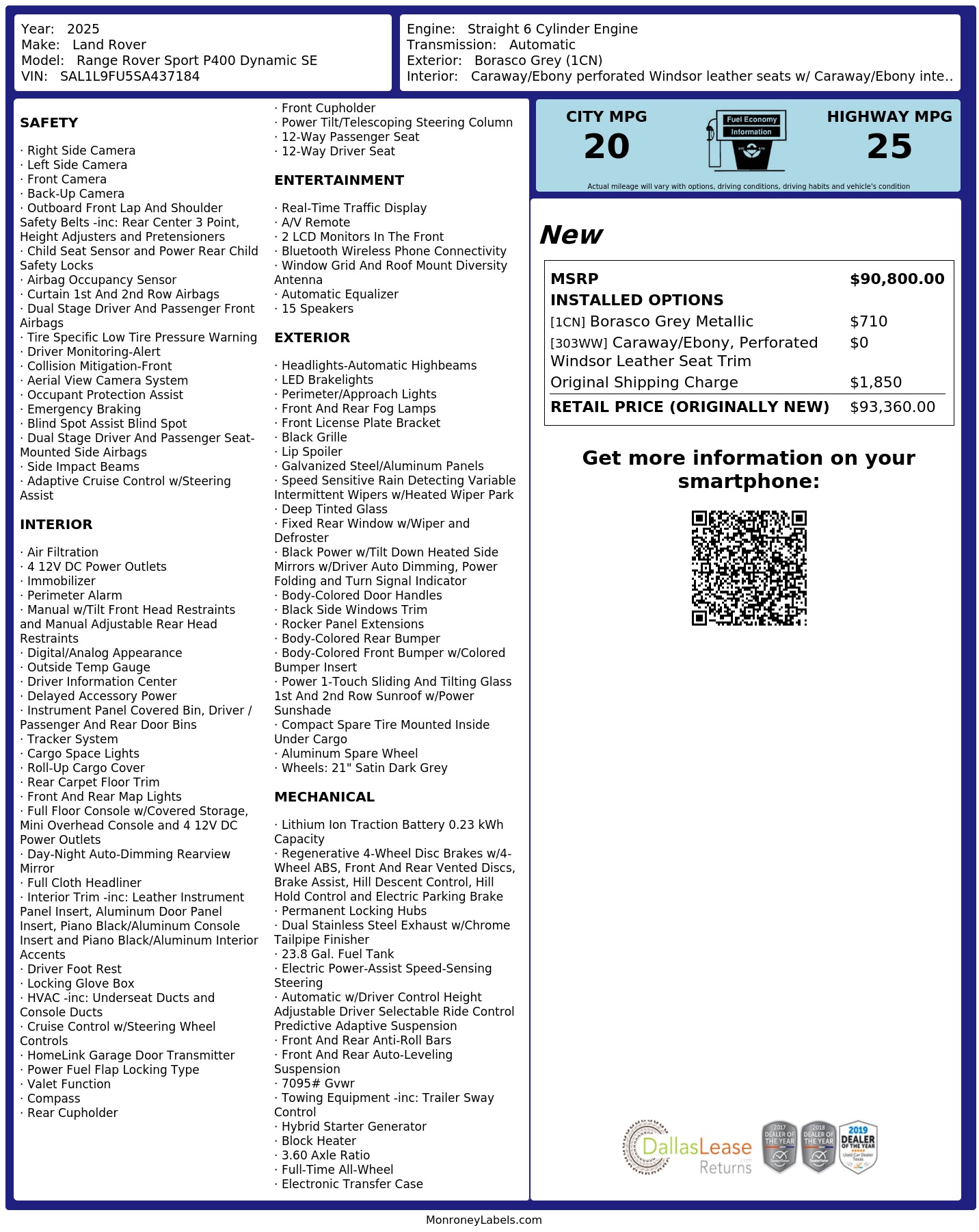 Monroney Label