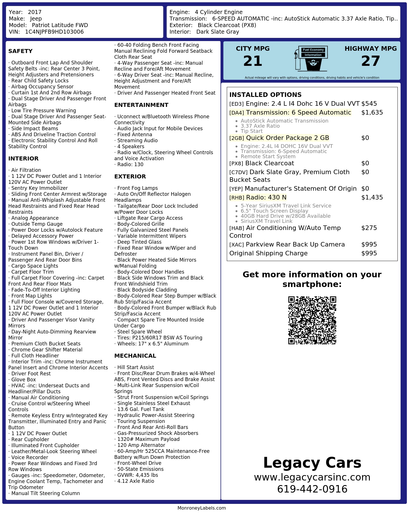 Monroney Label