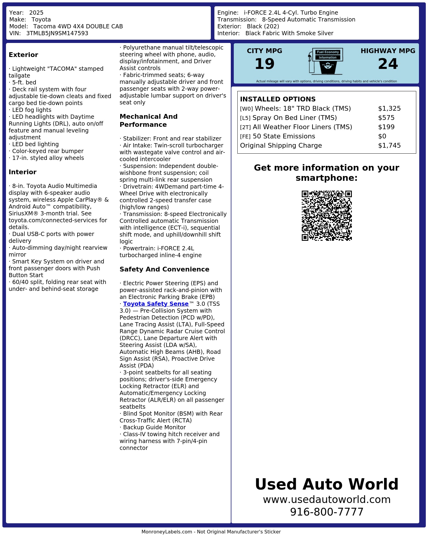 Monroney Label