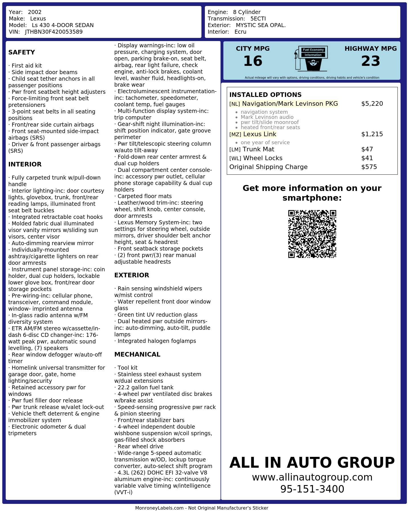 Monroney Label