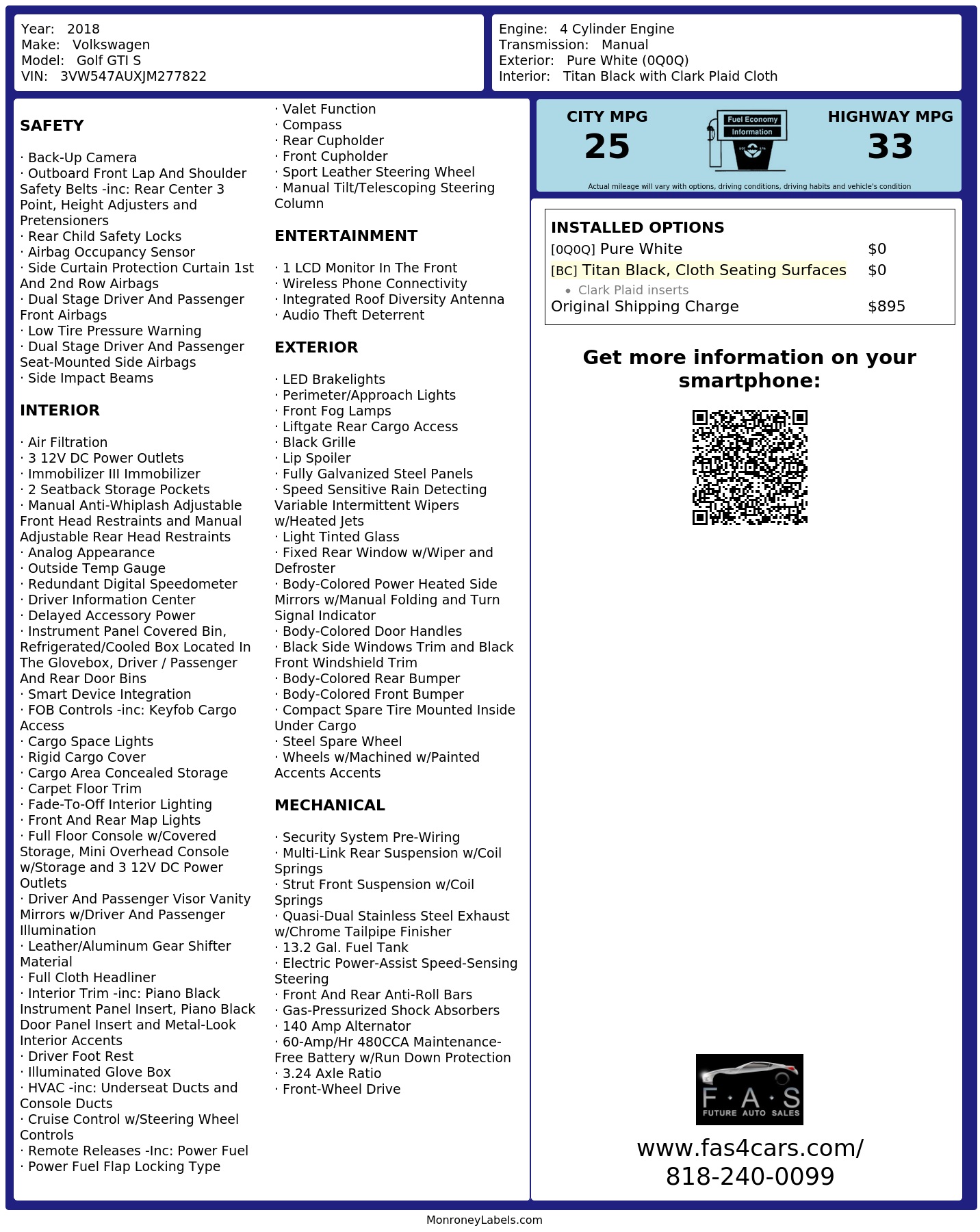 Monroney Label