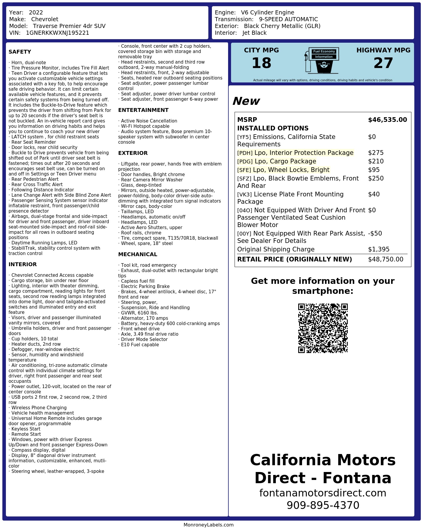 Monroney Label