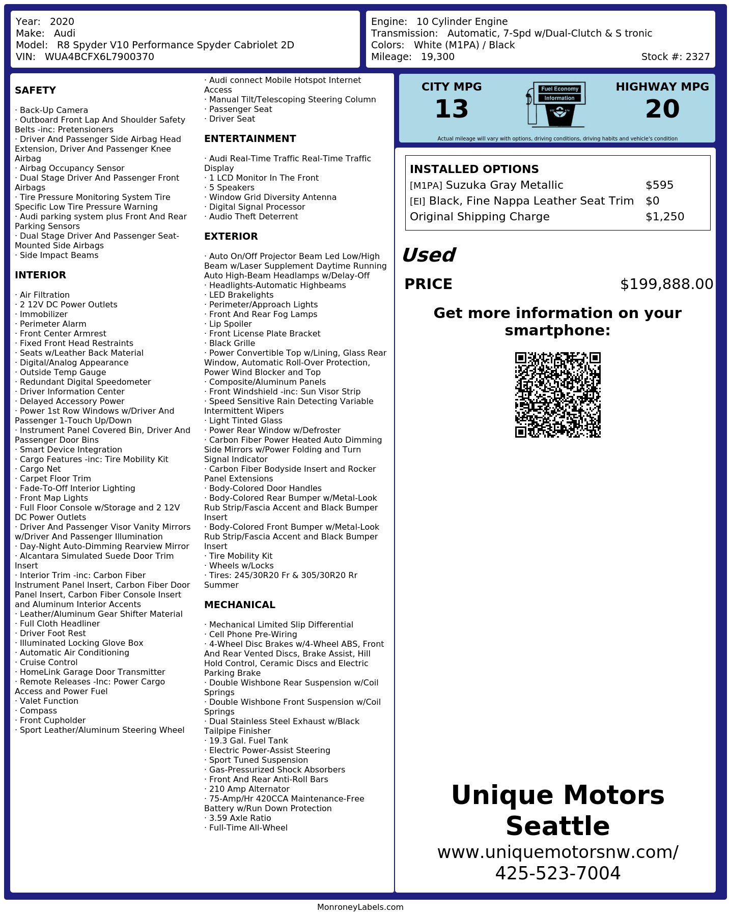 Monroney Label