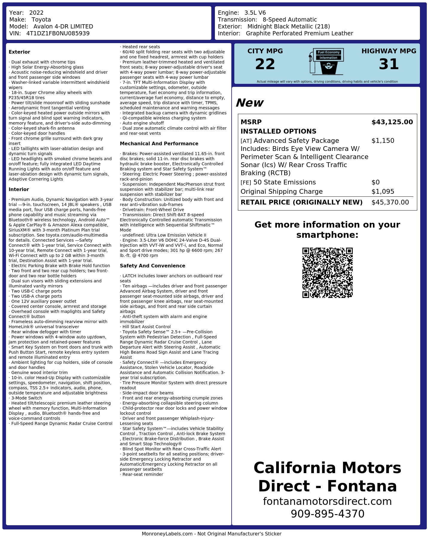 Monroney Label