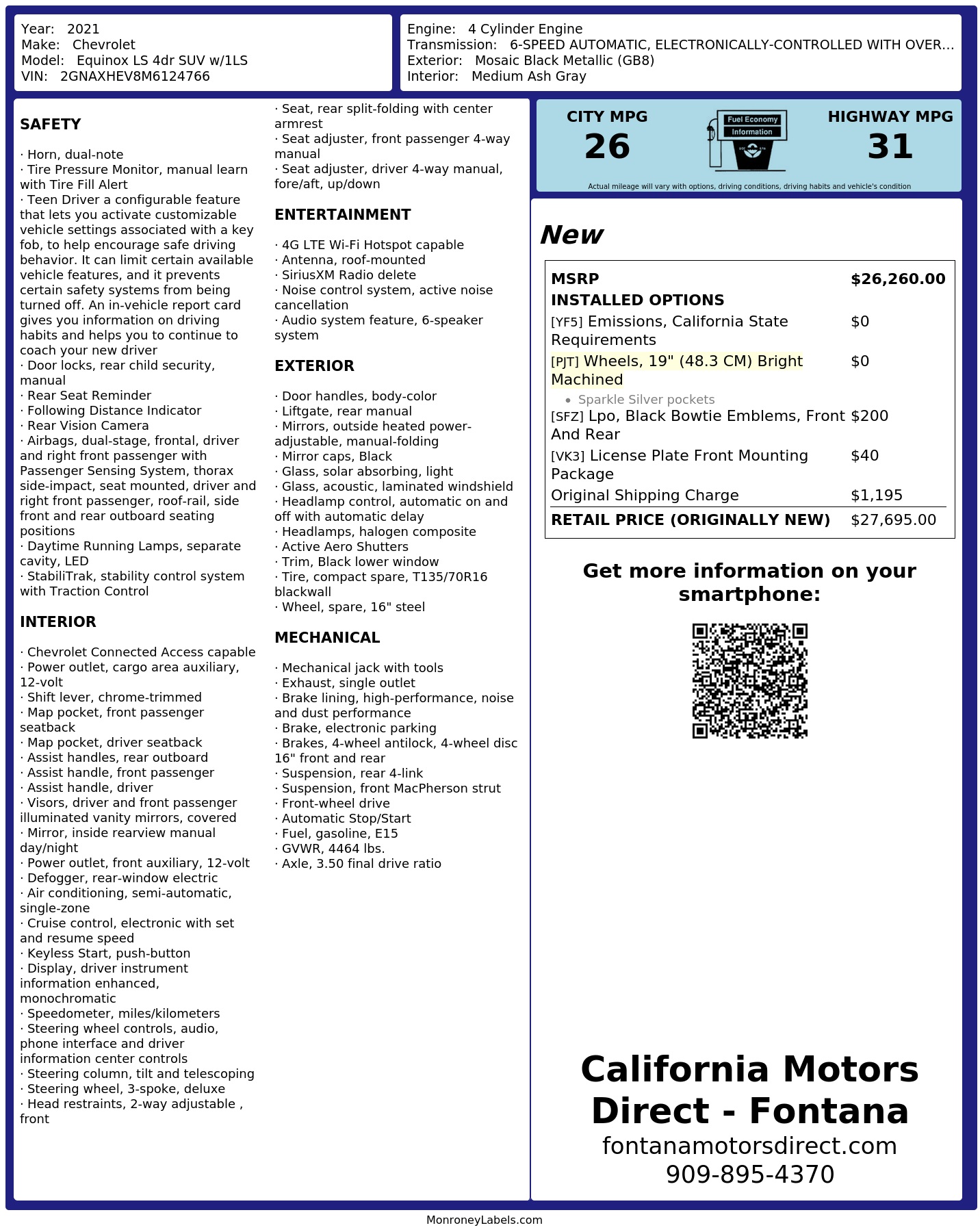 Monroney Label