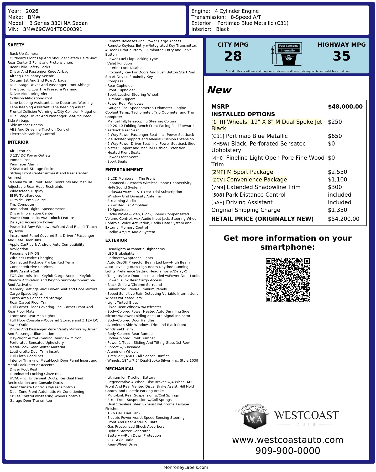 Monroney Label