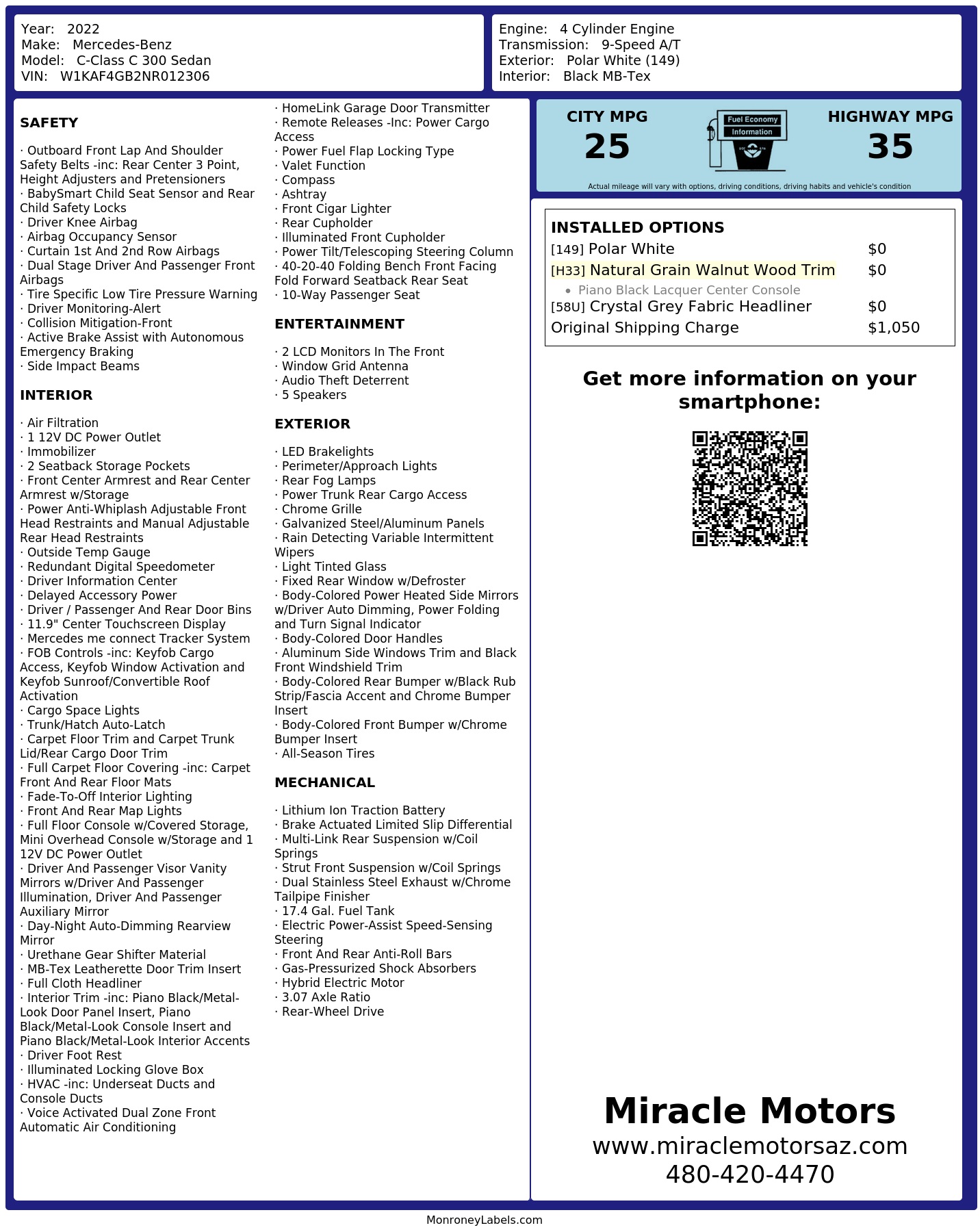 Monroney Label