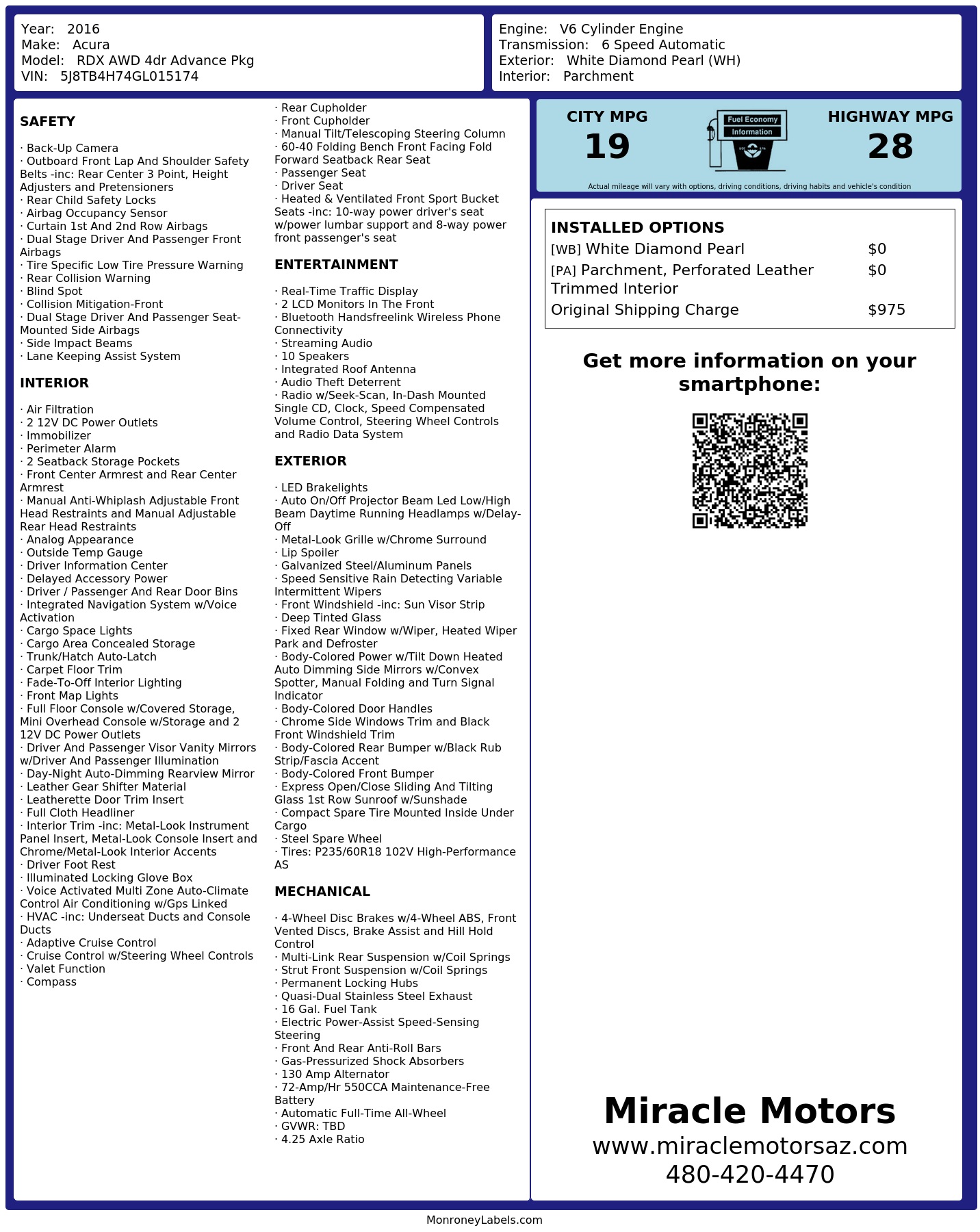 Monroney Label