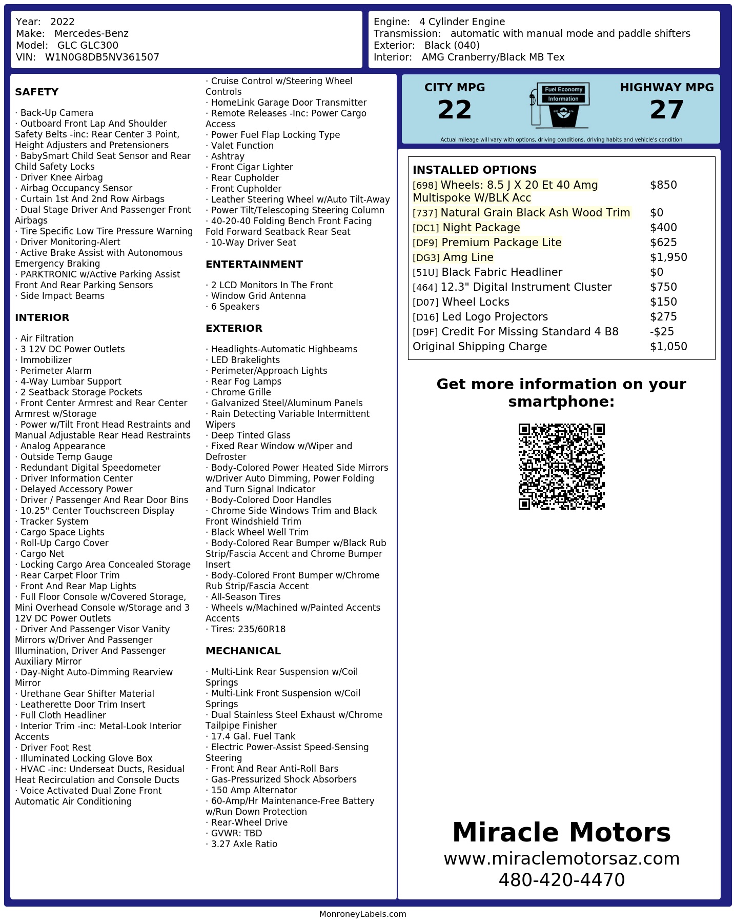 Monroney Label