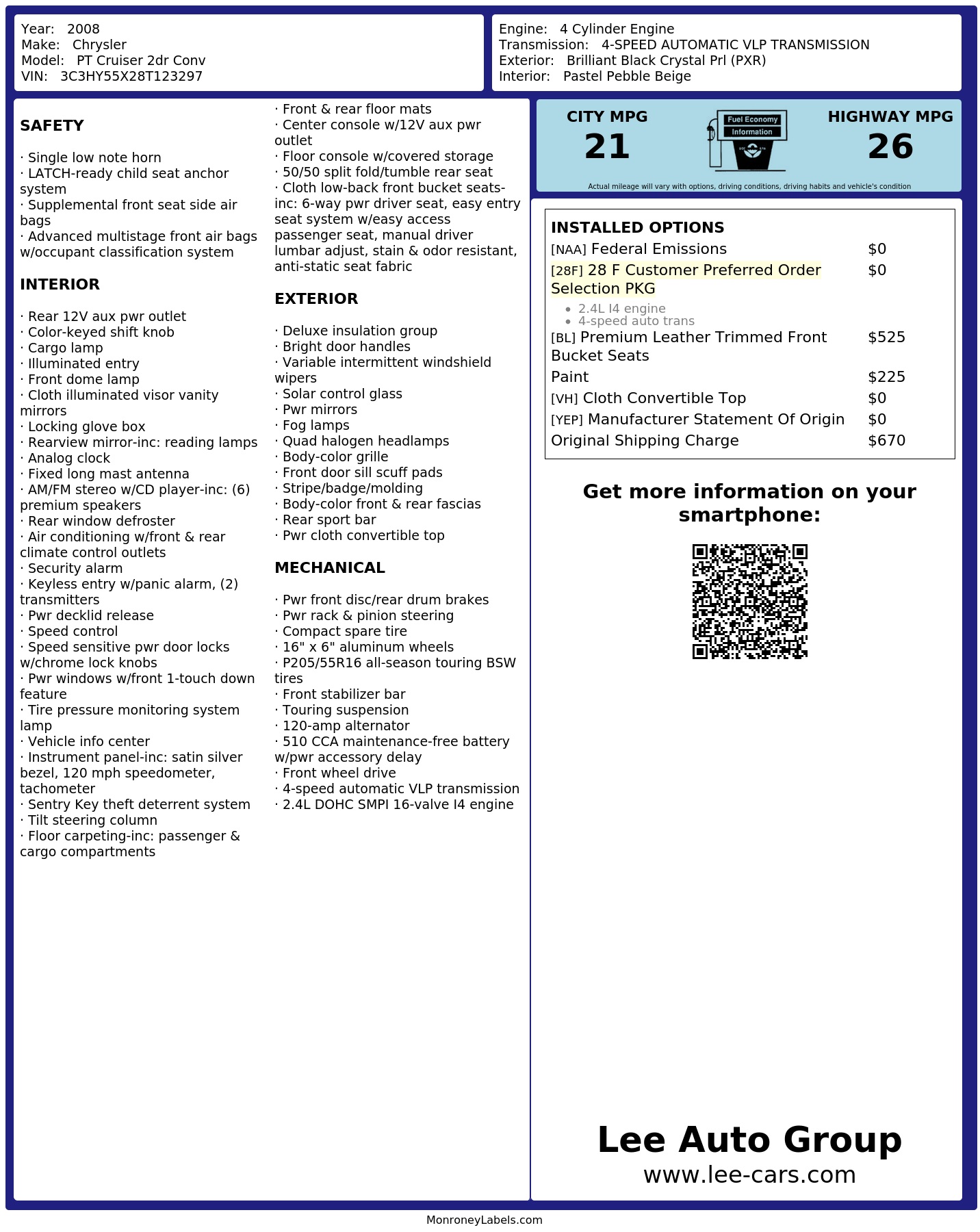 Monroney Label