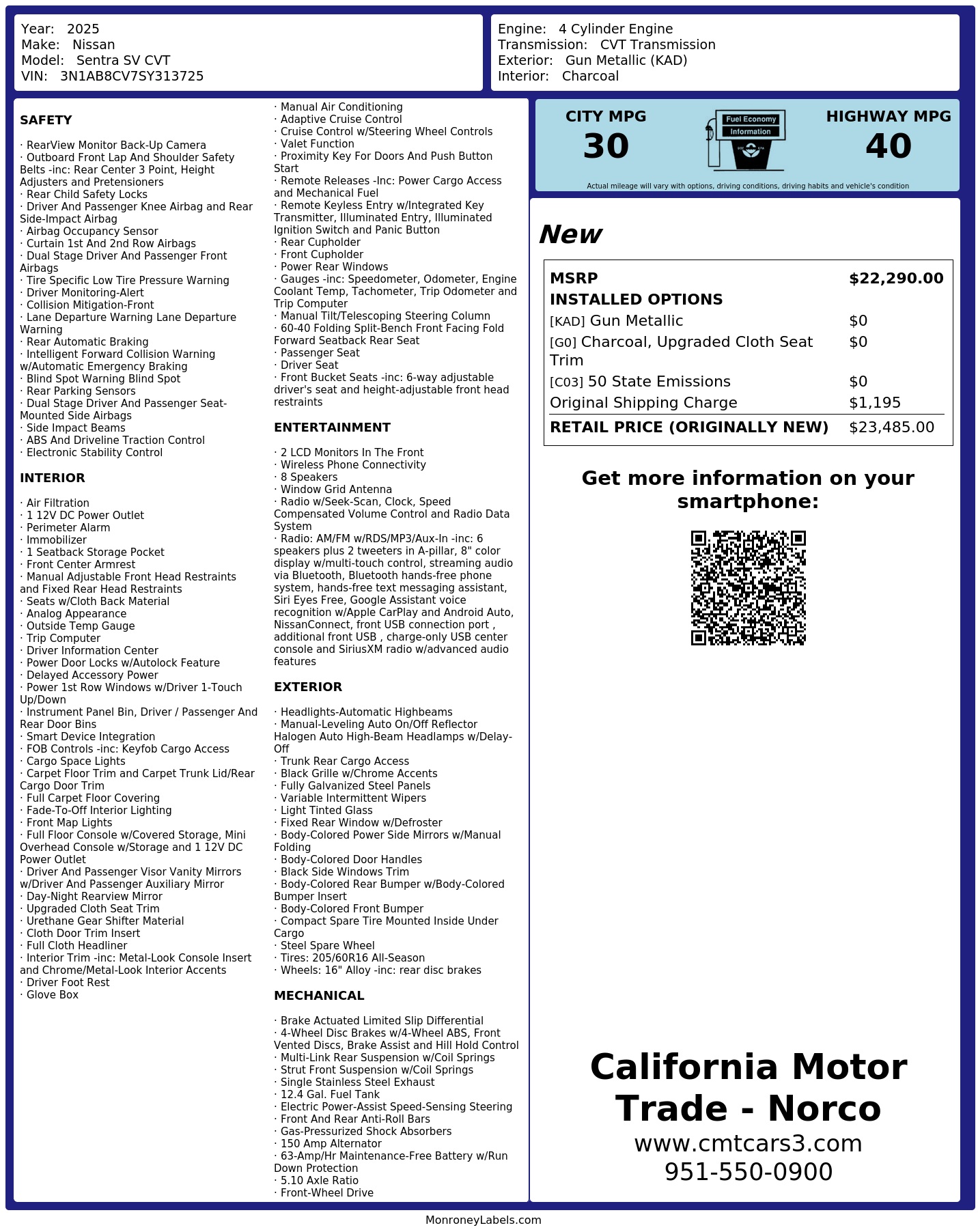 Monroney Label