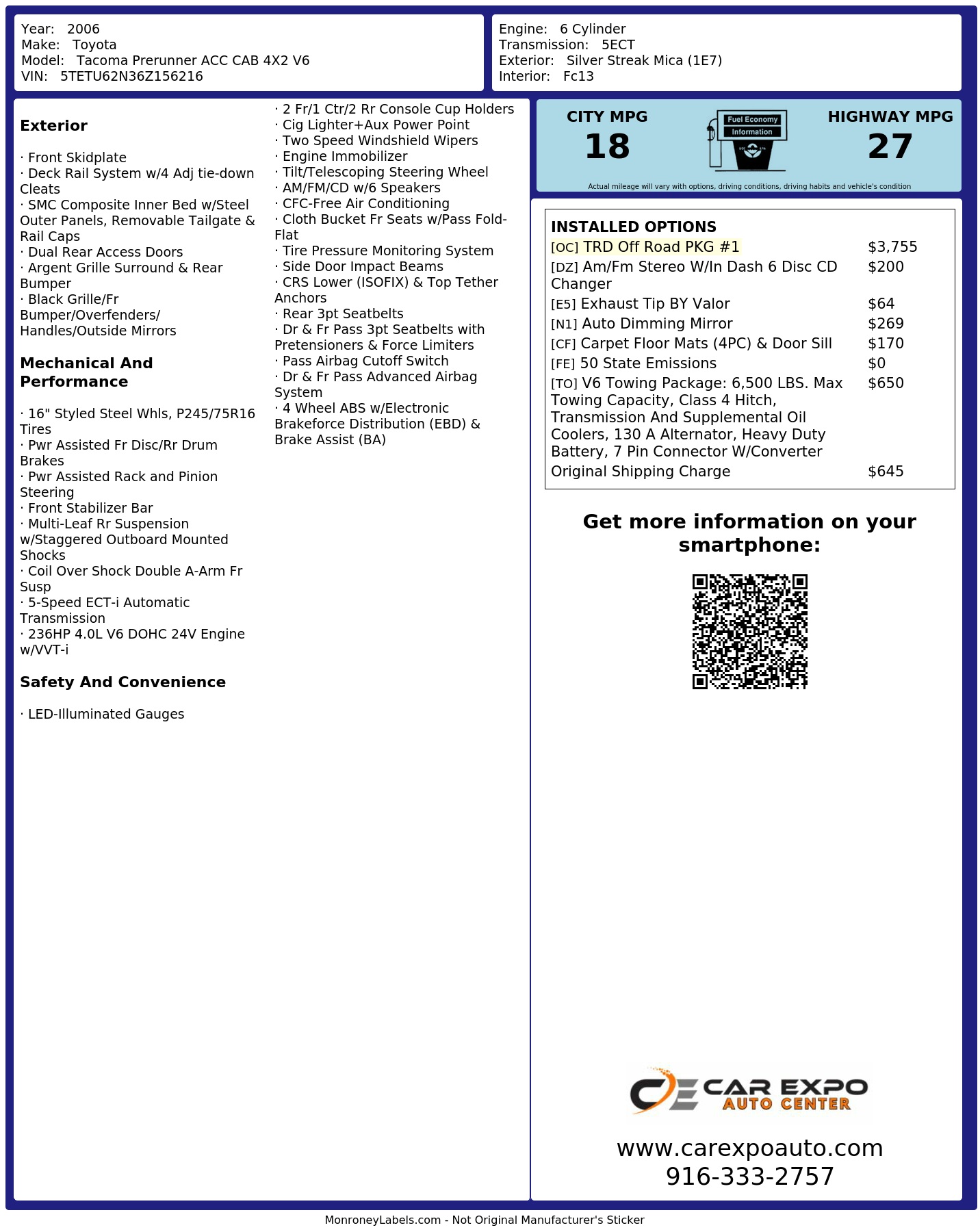 Monroney Label