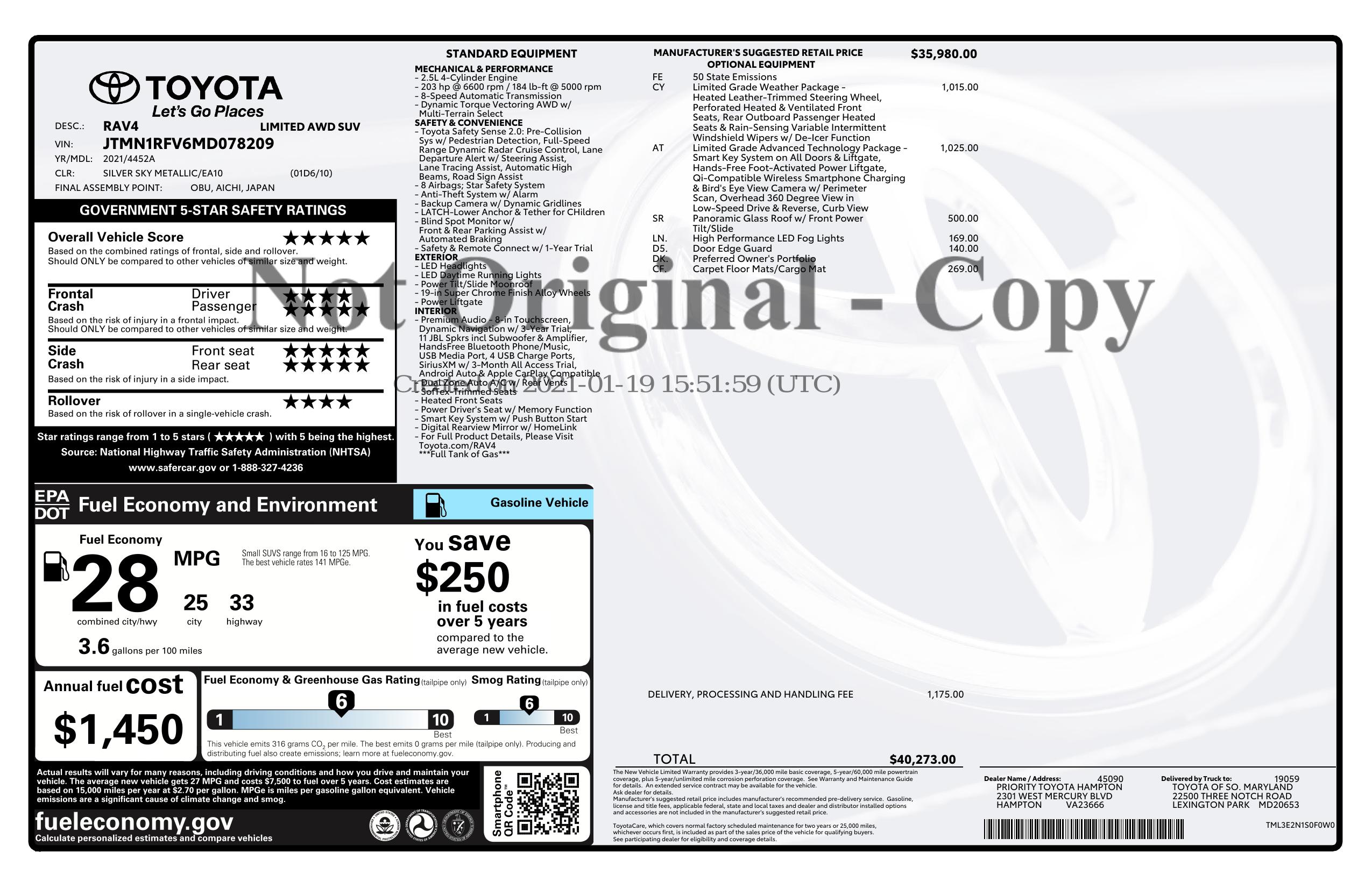 Monroney Label