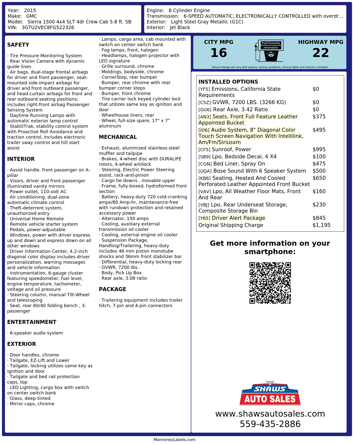 Monroney Label