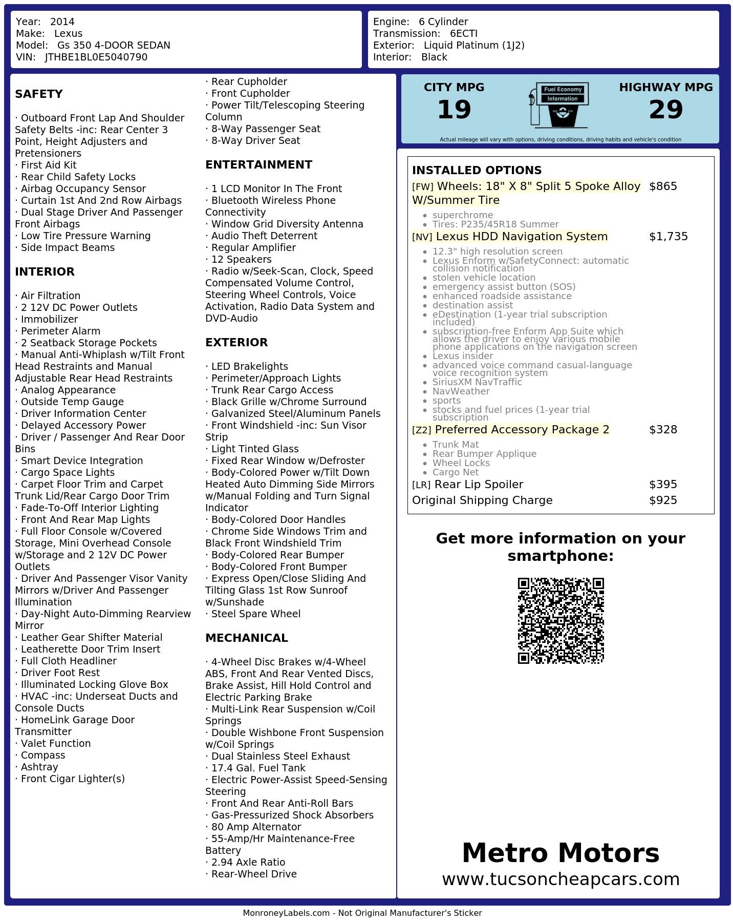 Monroney Label