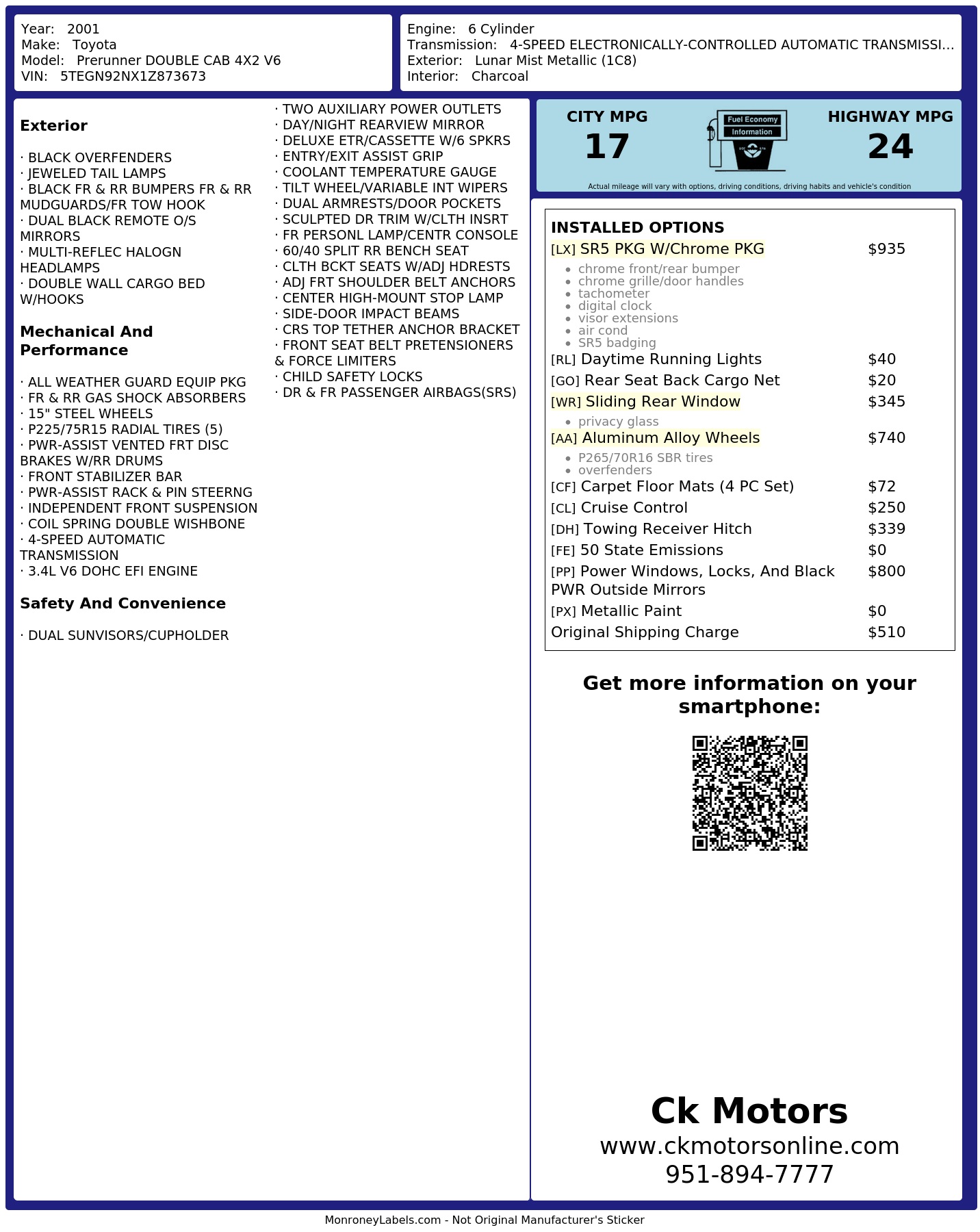 Monroney Label