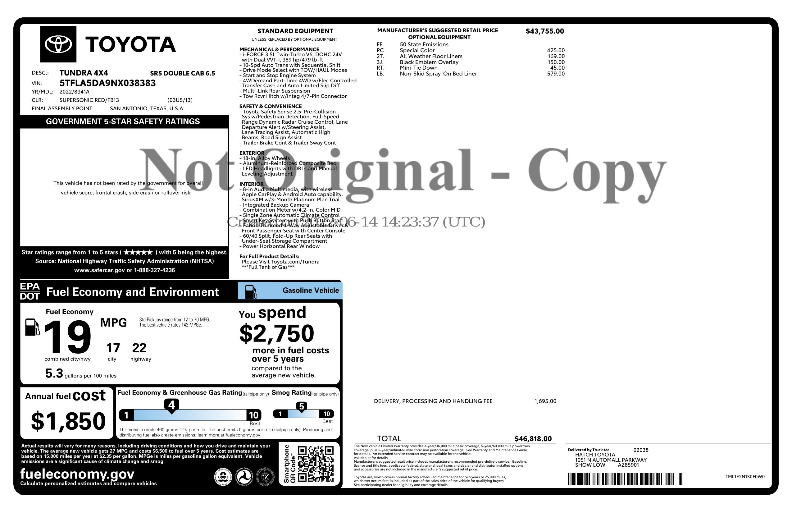 Monroney Label
