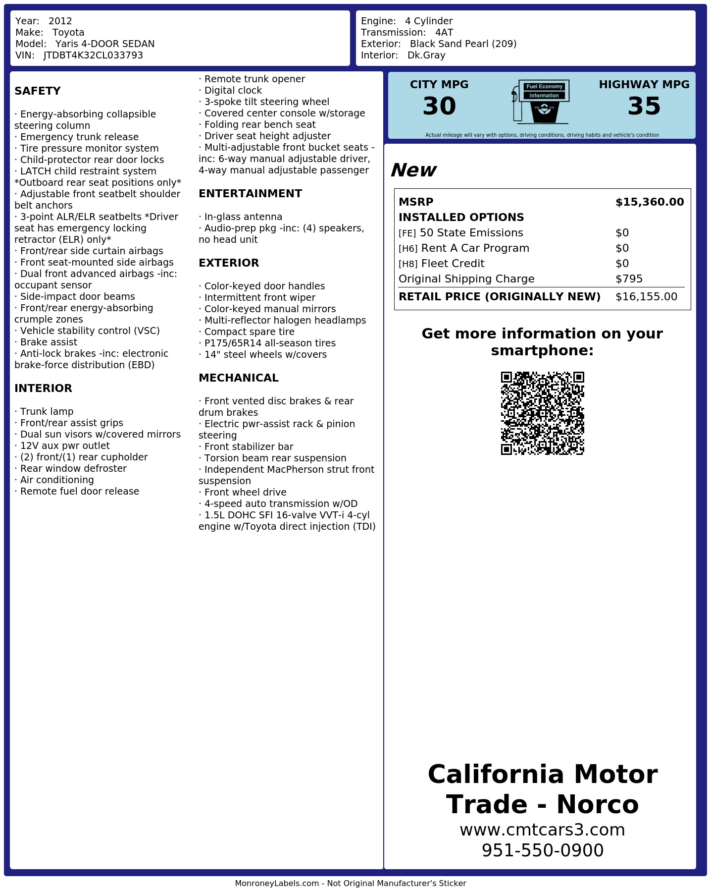 Monroney Label