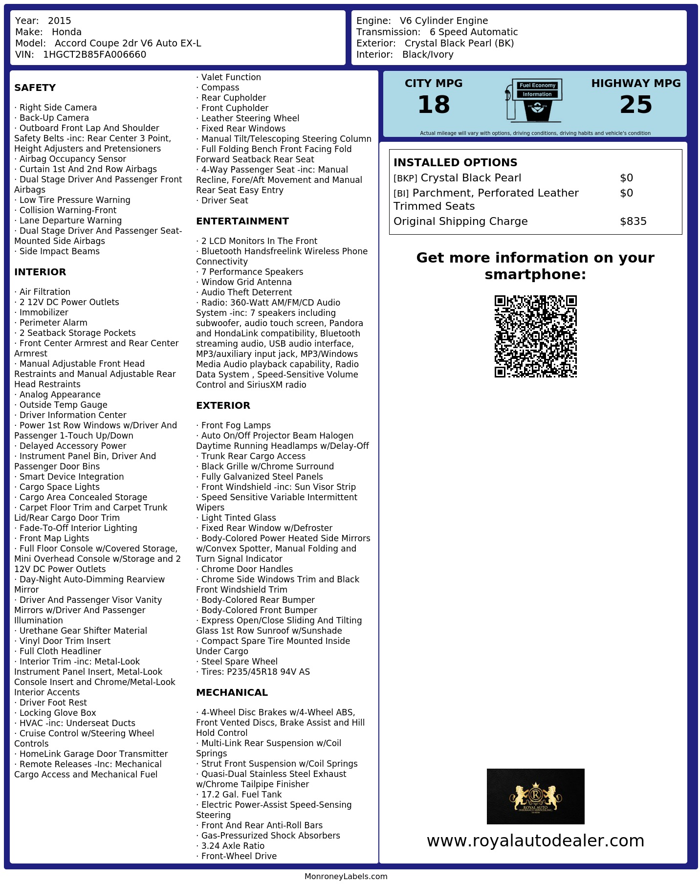 Monroney Label