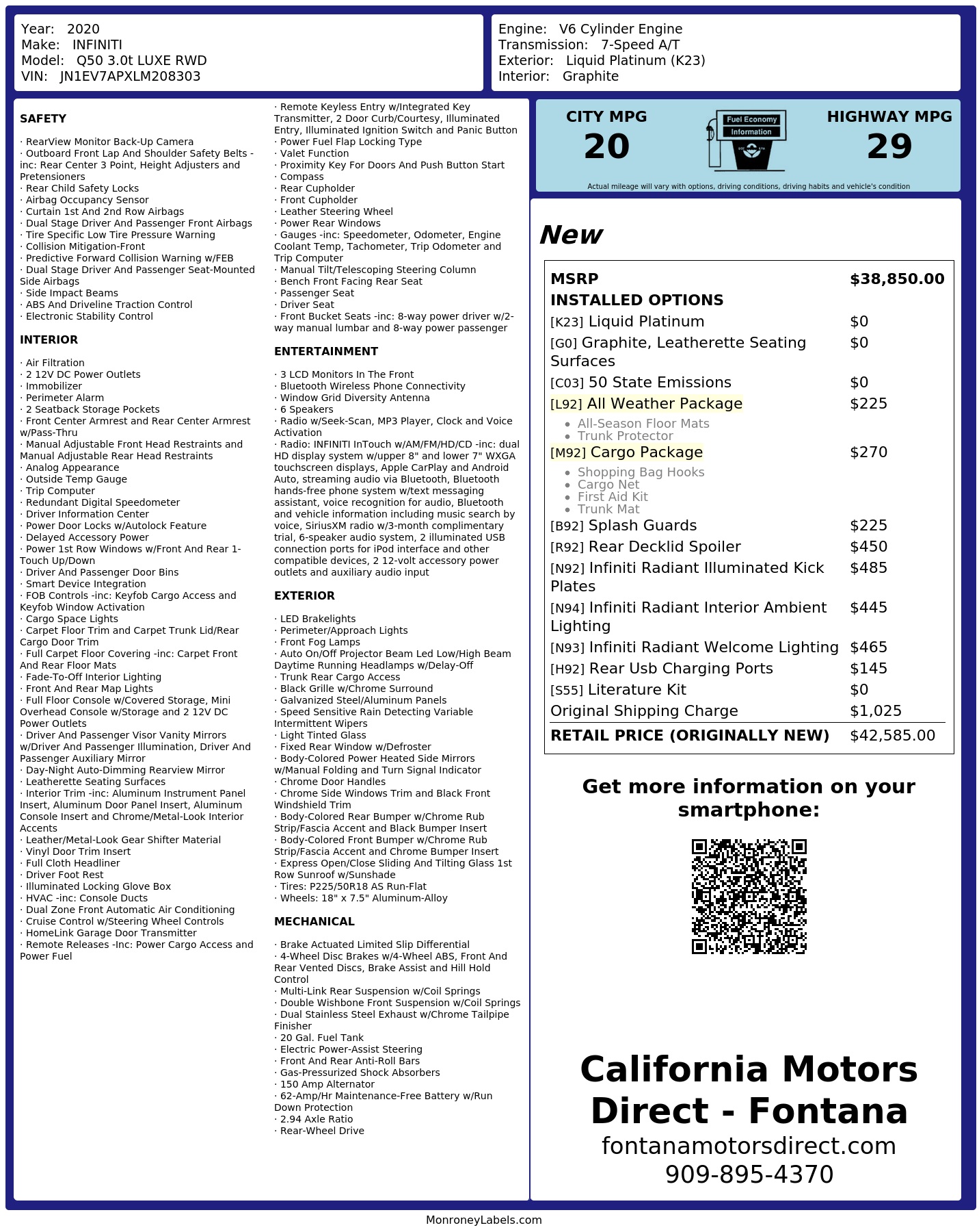 Monroney Label