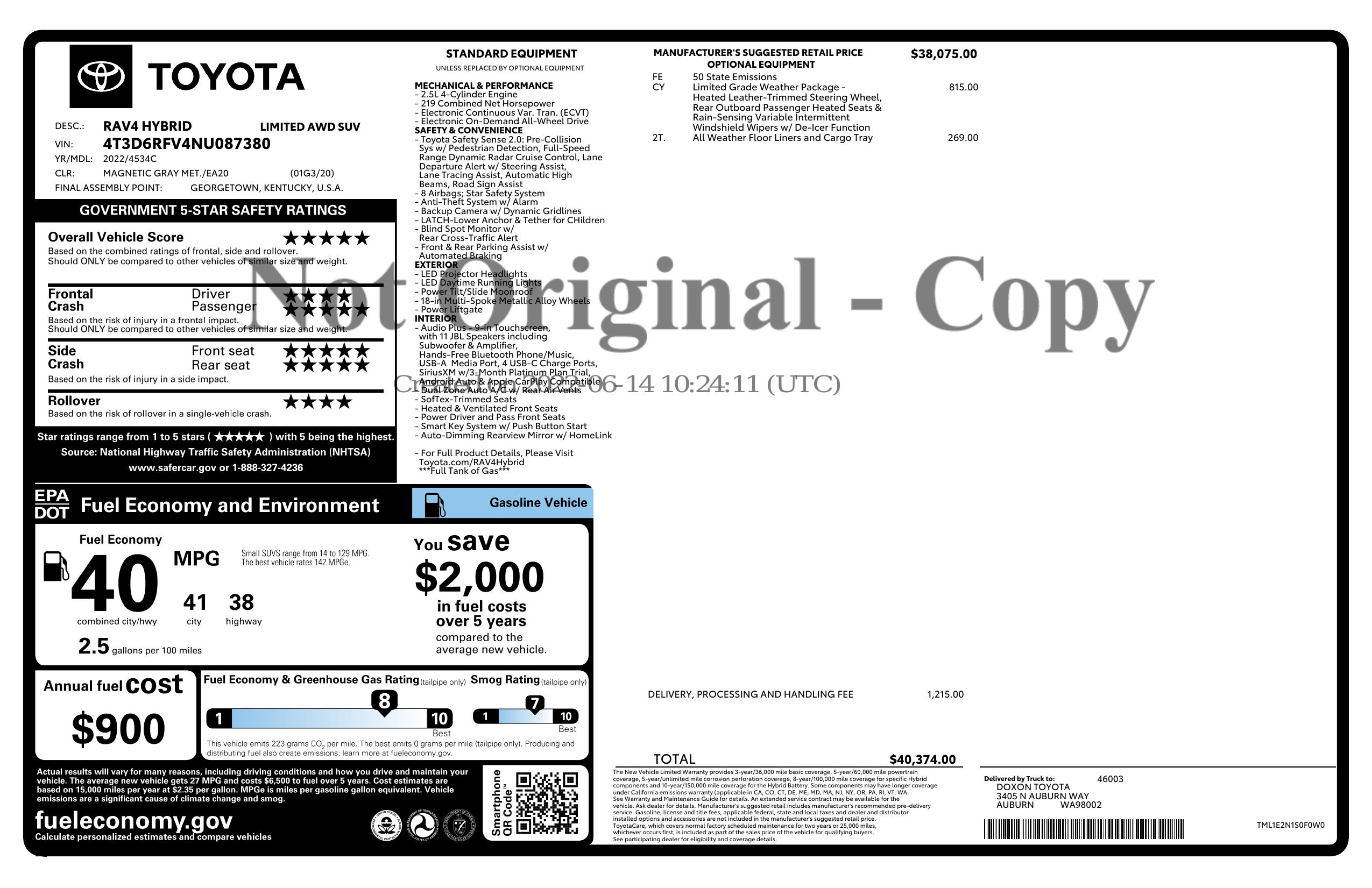 Monroney Label