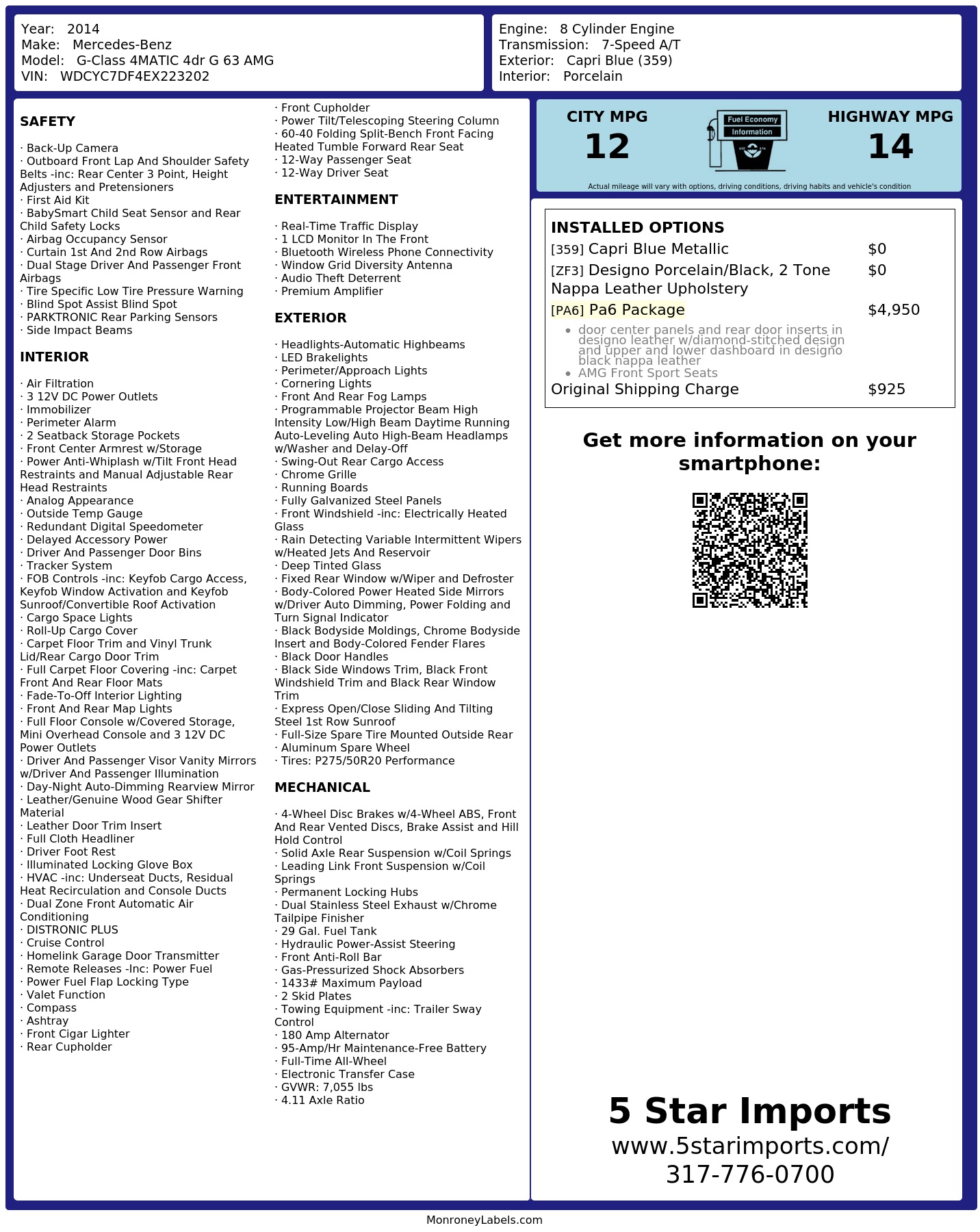 Monroney Label