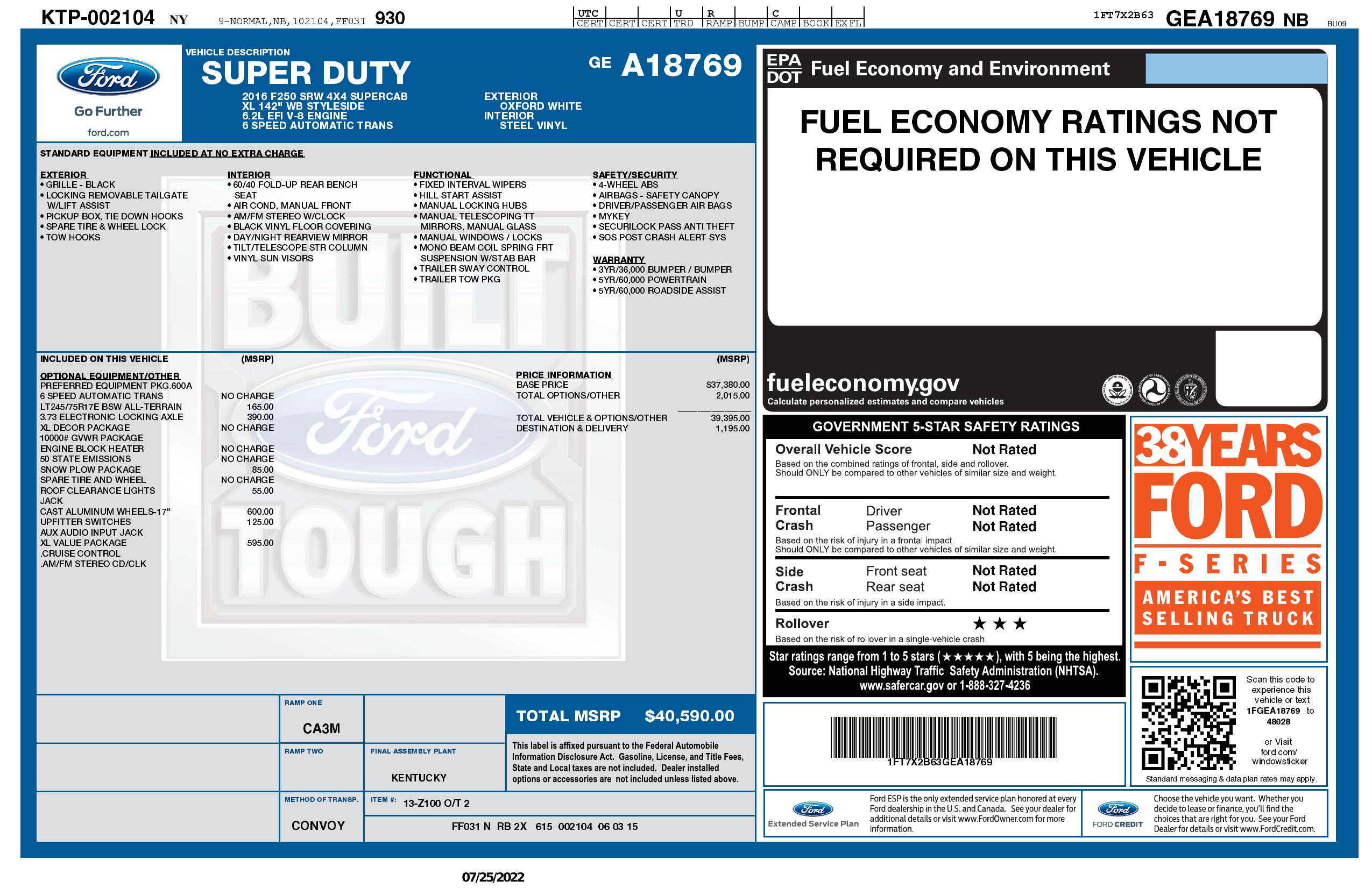 Monroney Label