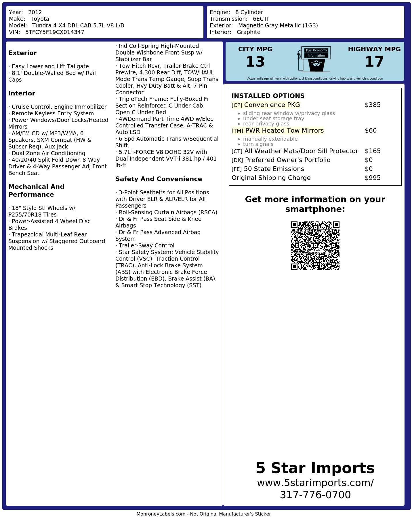 Monroney Label