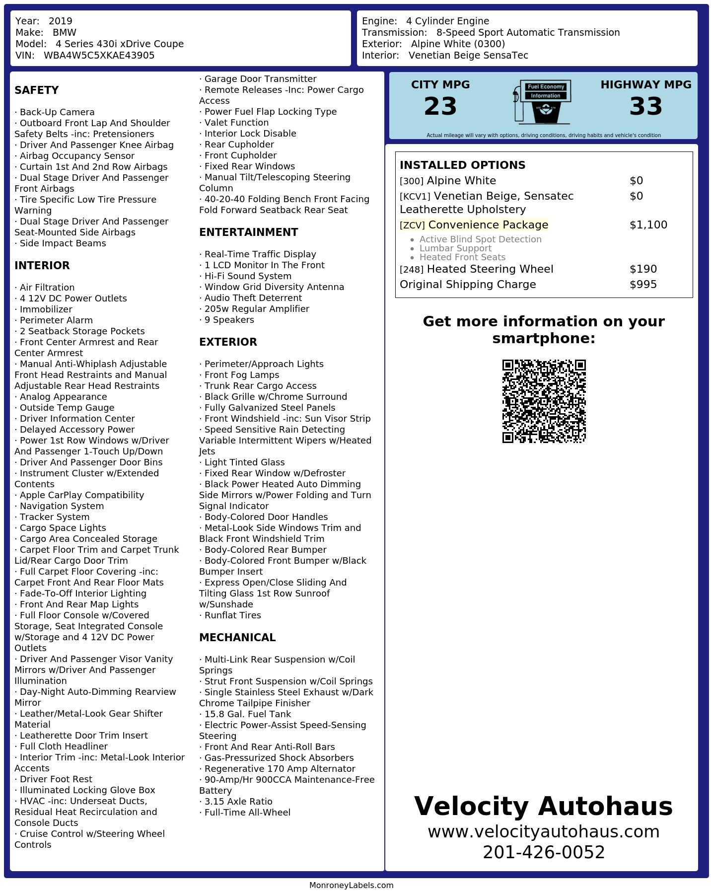Monroney Label